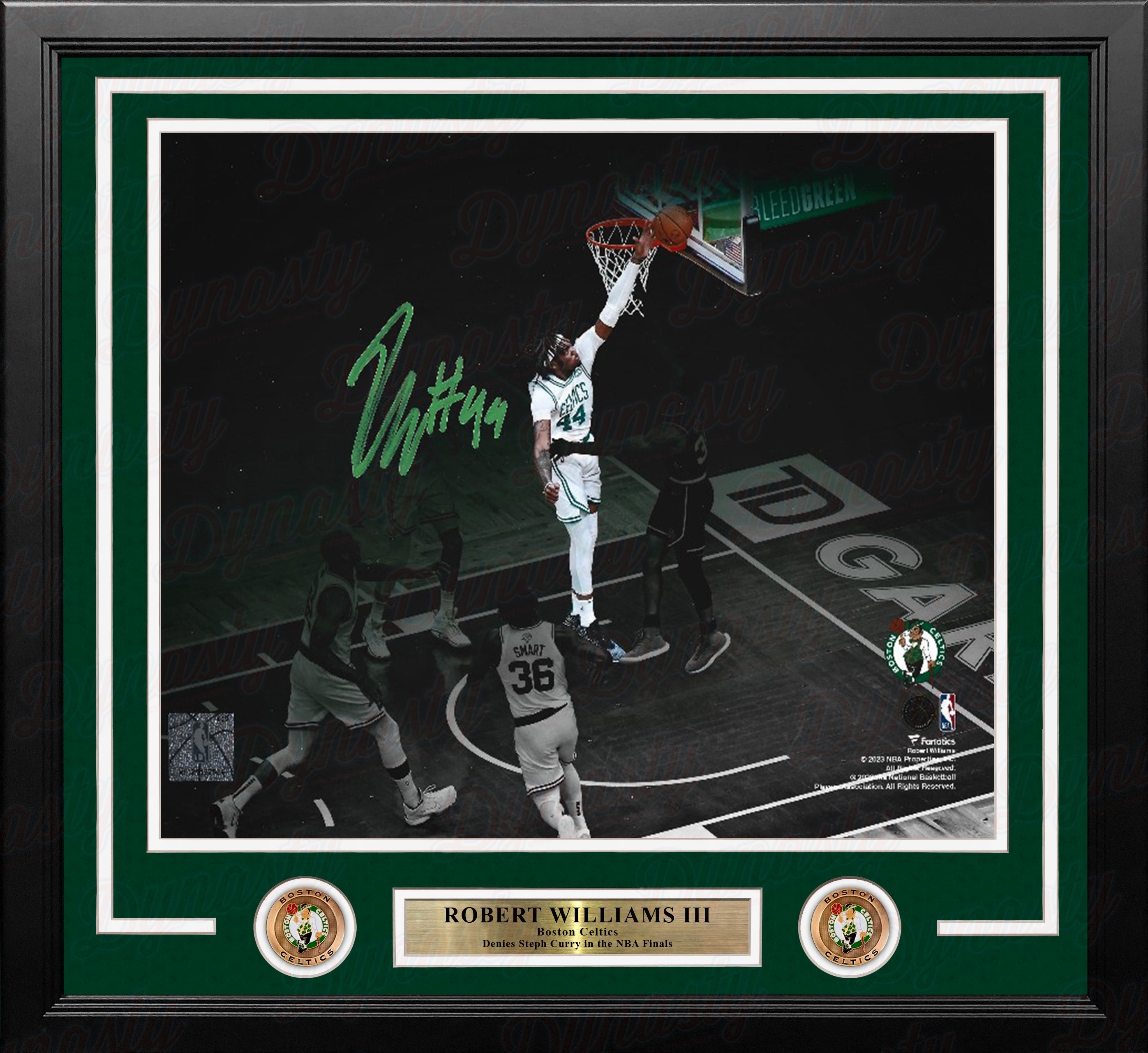 Robert Williams III Blocks Steph Curry Boston Celtics Autographed Framed Basketball Photo 4