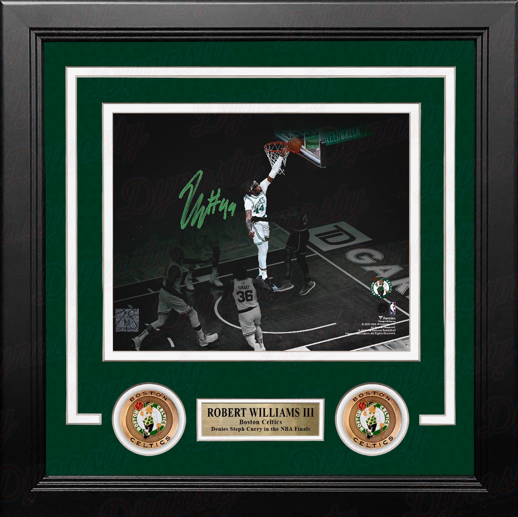 Robert Williams III Blocks Steph Curry Boston Celtics Autographed Framed Basketball Photo 3