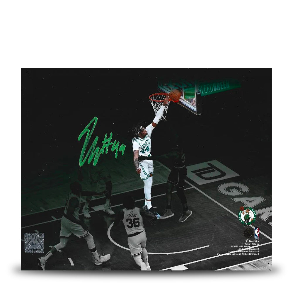 Robert Williams III Blocks Steph Curry Boston Celtics Autographed Basketball Photo 1