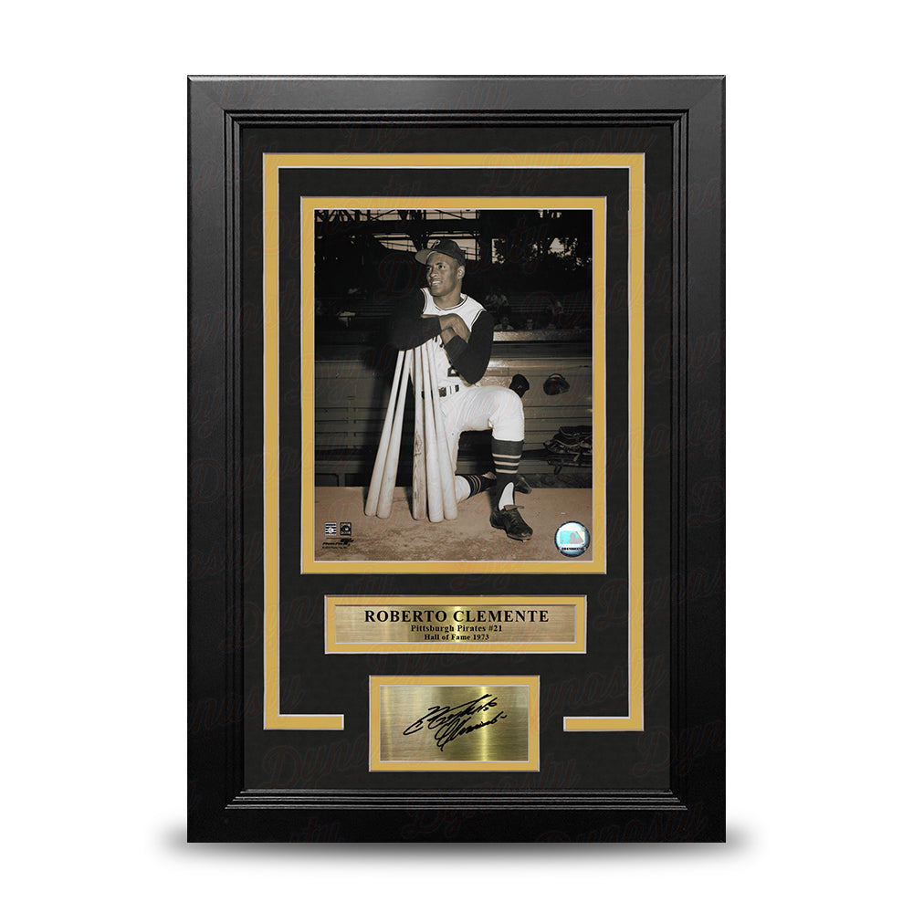 Roberto Clemente Bat Pose Pittsburgh Pirates 8" x 10" Framed Baseball Photo with Engraved Autograph 1