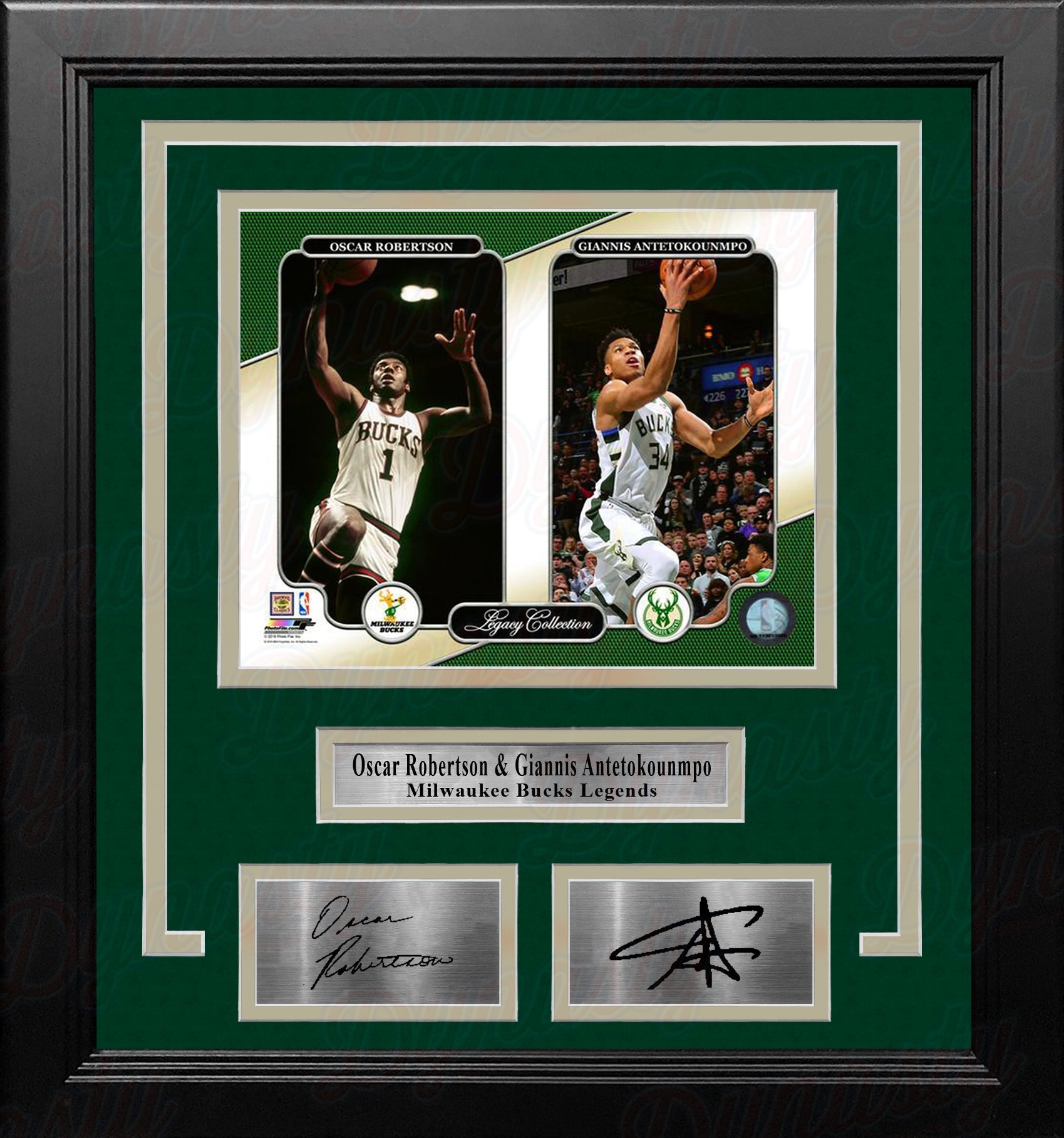 Oscar Robertson & Giannis Antetokounmpo Milwaukee Bucks 8x10 Framed Photo with Engraved Autographs 1