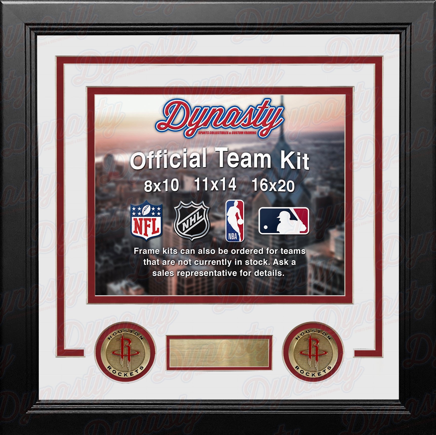 NBA Basketball Photo Picture Frame Kit - Houston Rockets (White Matting, Red Trim) 1