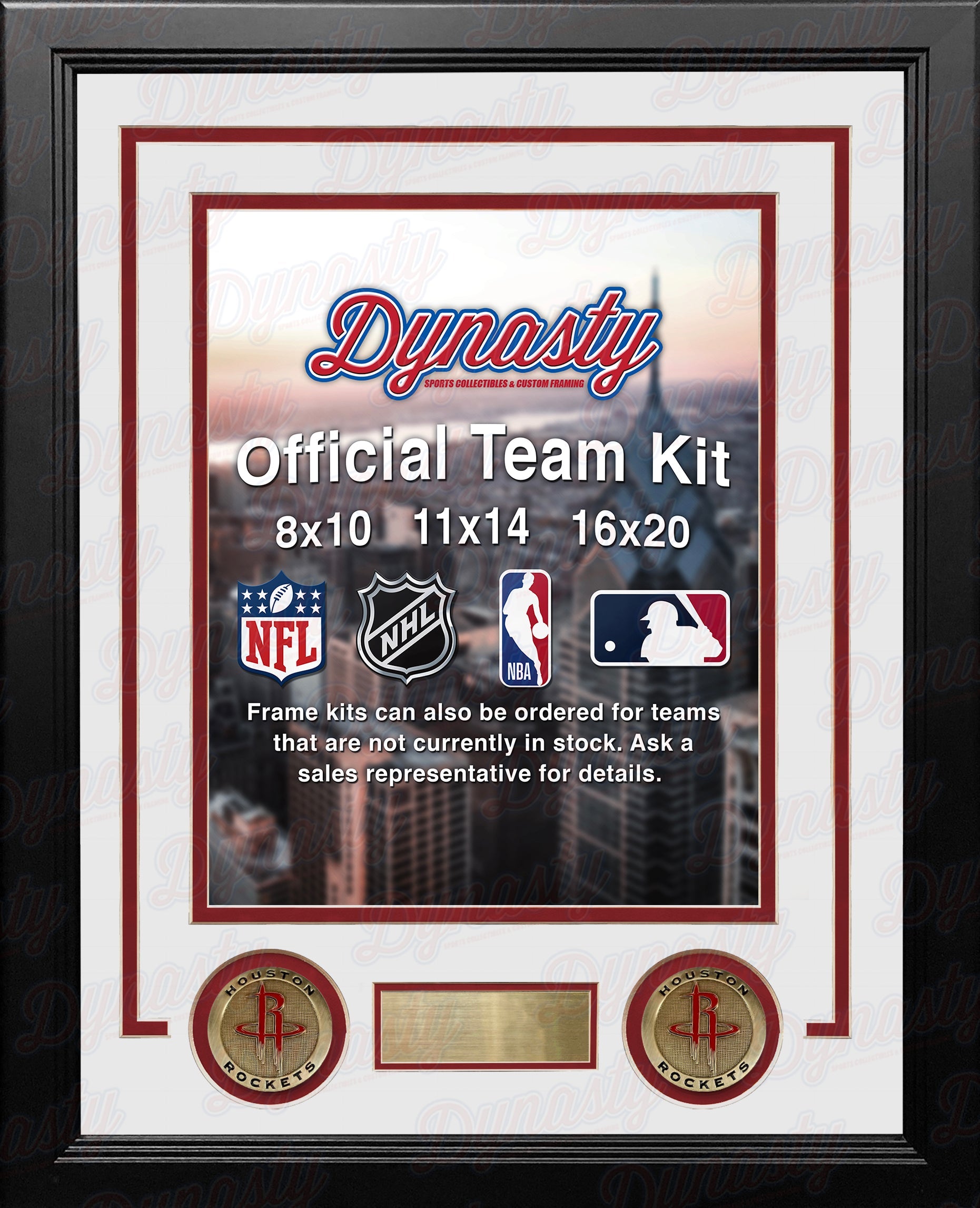 NBA Basketball Photo Picture Frame Kit - Houston Rockets (White Matting, Red Trim) 2