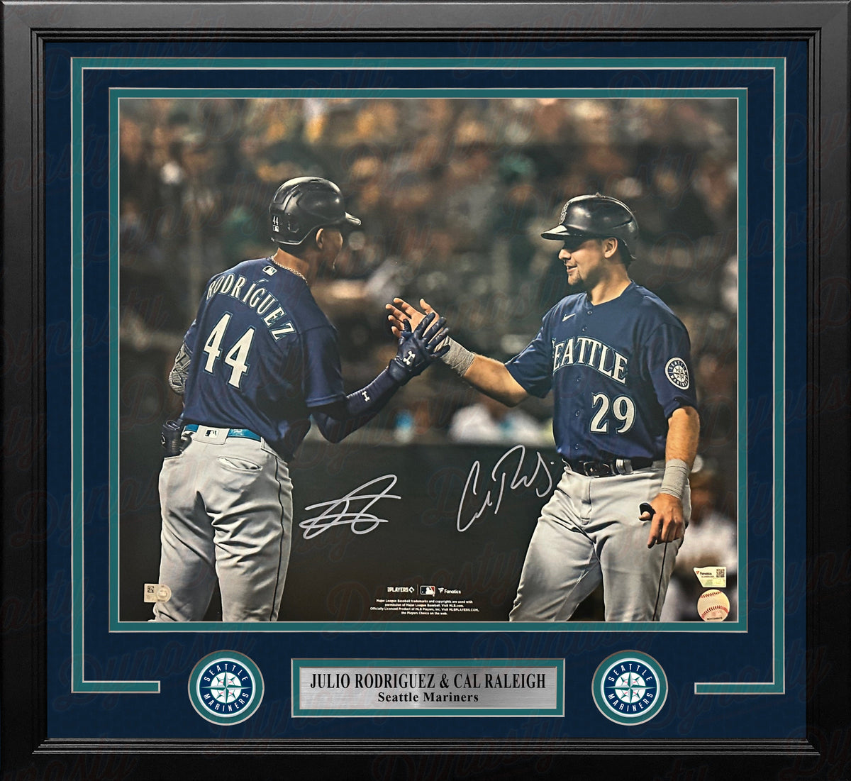 Julio Rodriguez & Cal Raleigh Seattle Mariners Autographed 16" x 20" Framed Baseball Photo 1
