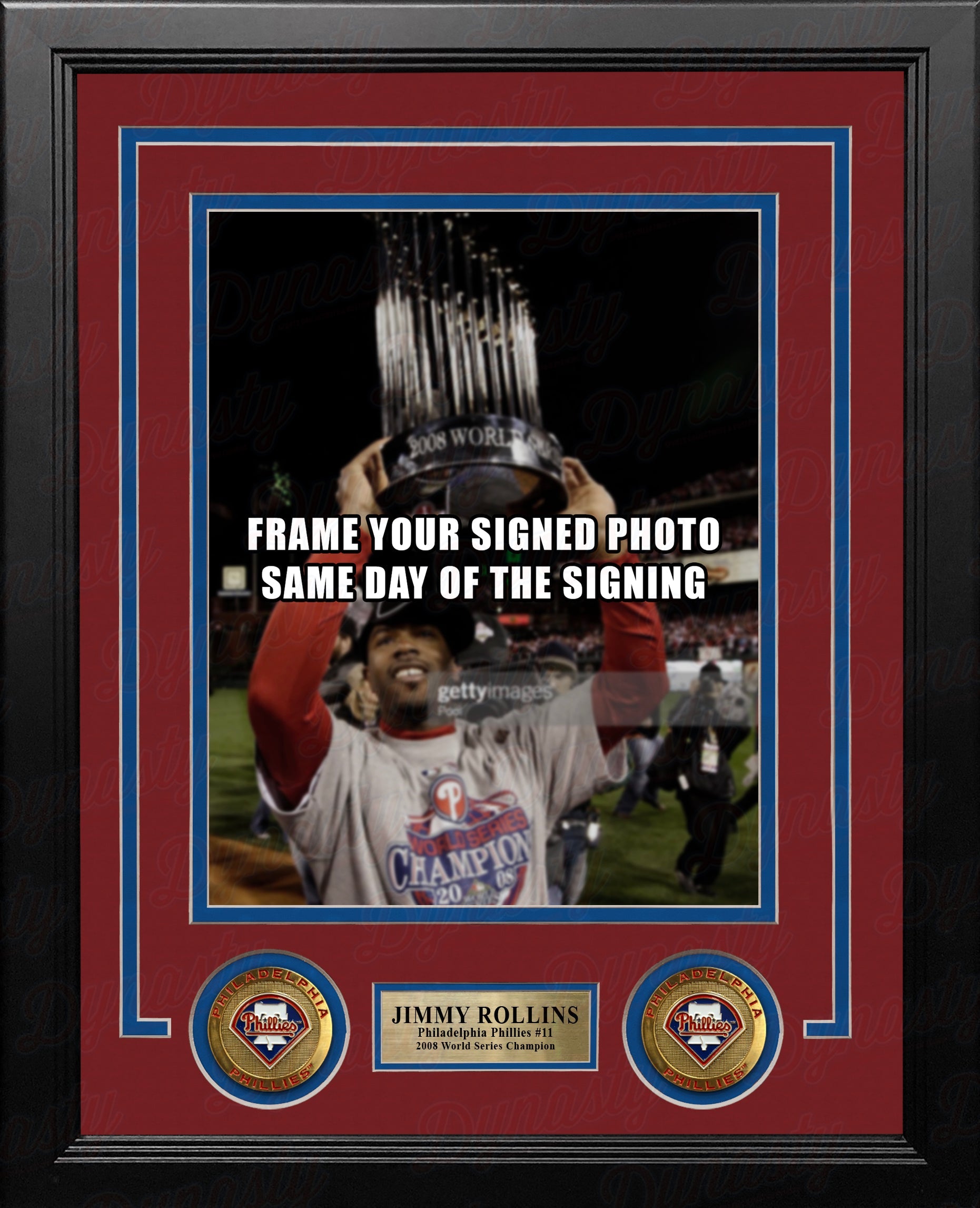 Jimmy Rollins Philadelphia Phillies 2008 World Series Photo Vertical Frame Kit 1