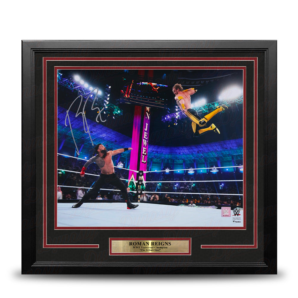 Roman Reigns 2022 Crown Jewel v. Logan Paul Autographed 16" x 20" Framed WWE Wrestling Photo 1