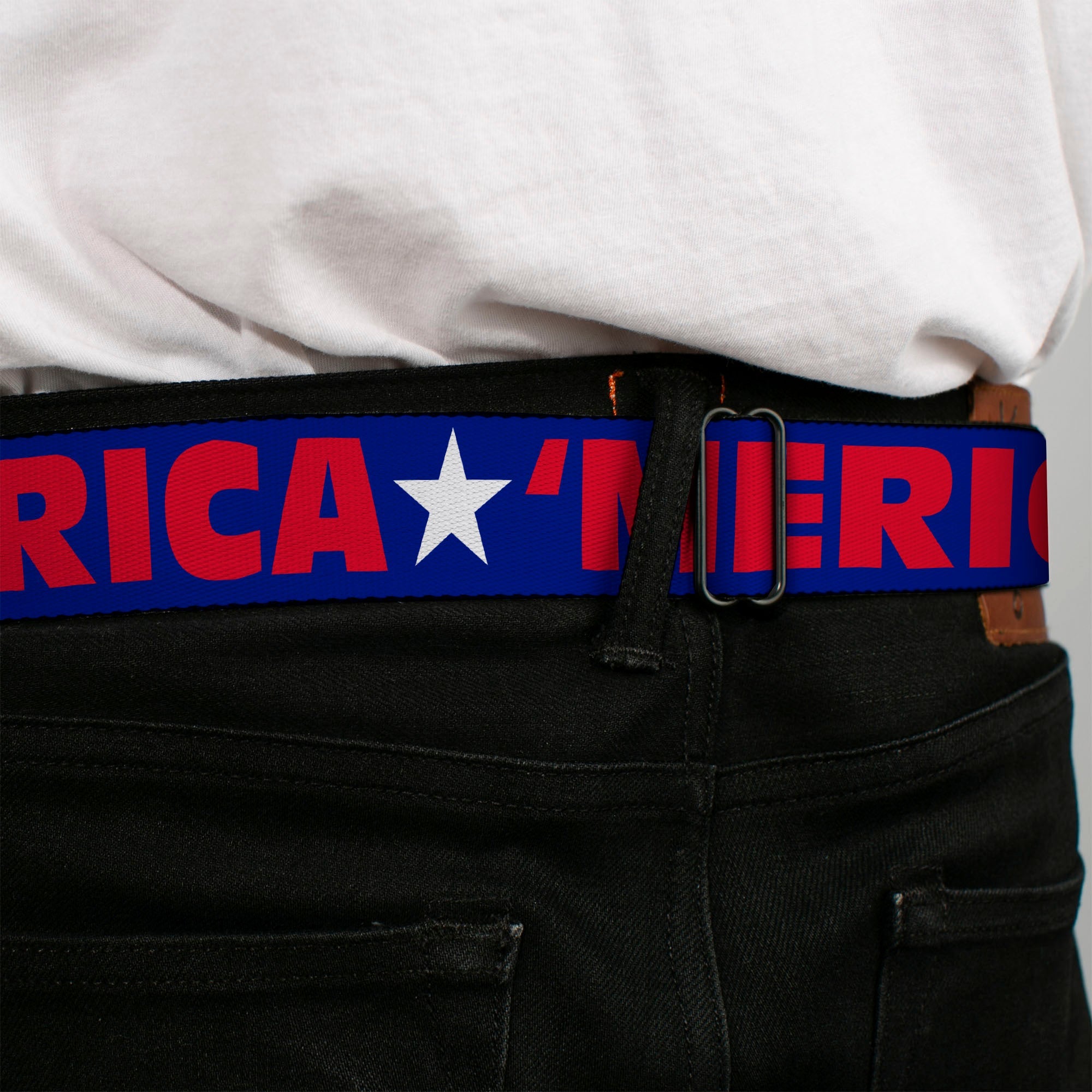 'MERICA Star USA Seatbelt Belt – World Cup 2026 Fan Gear (Blue/Red/White) 4