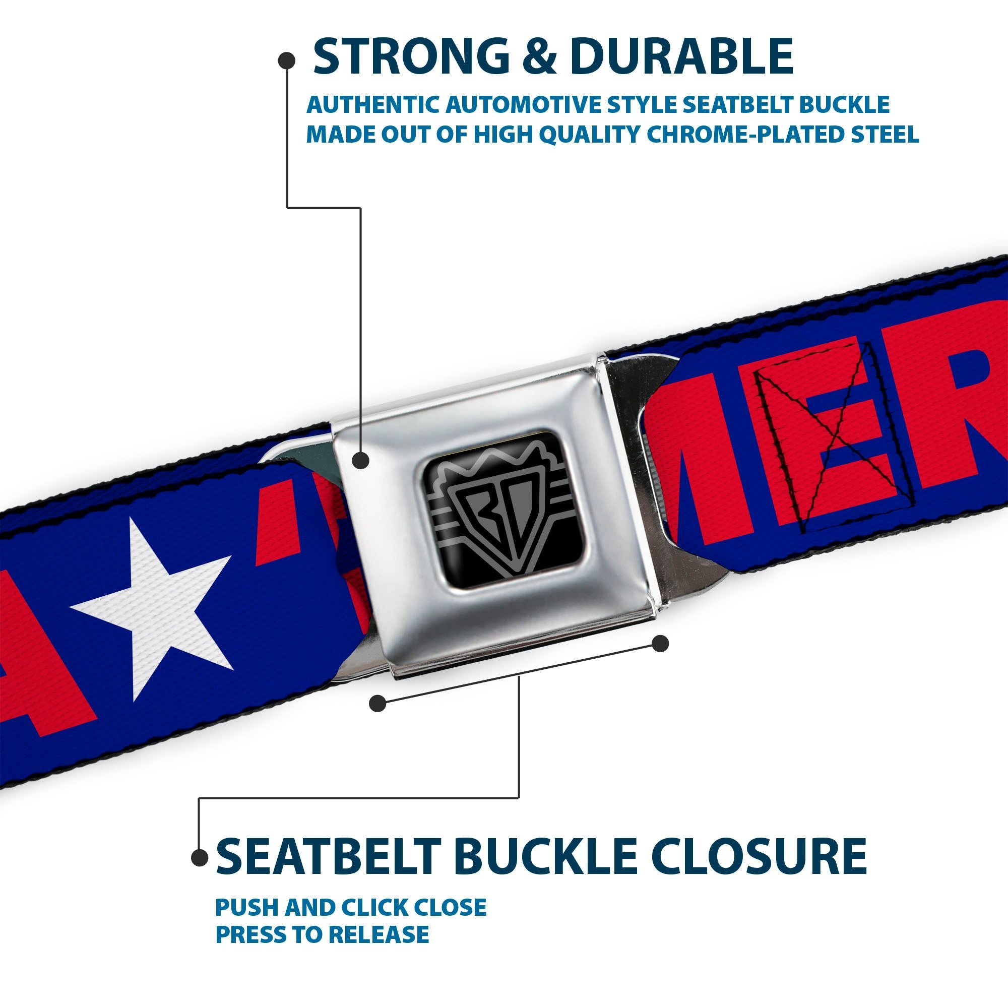 'MERICA Star USA Seatbelt Belt – World Cup 2026 Fan Gear (Blue/Red/White) 7