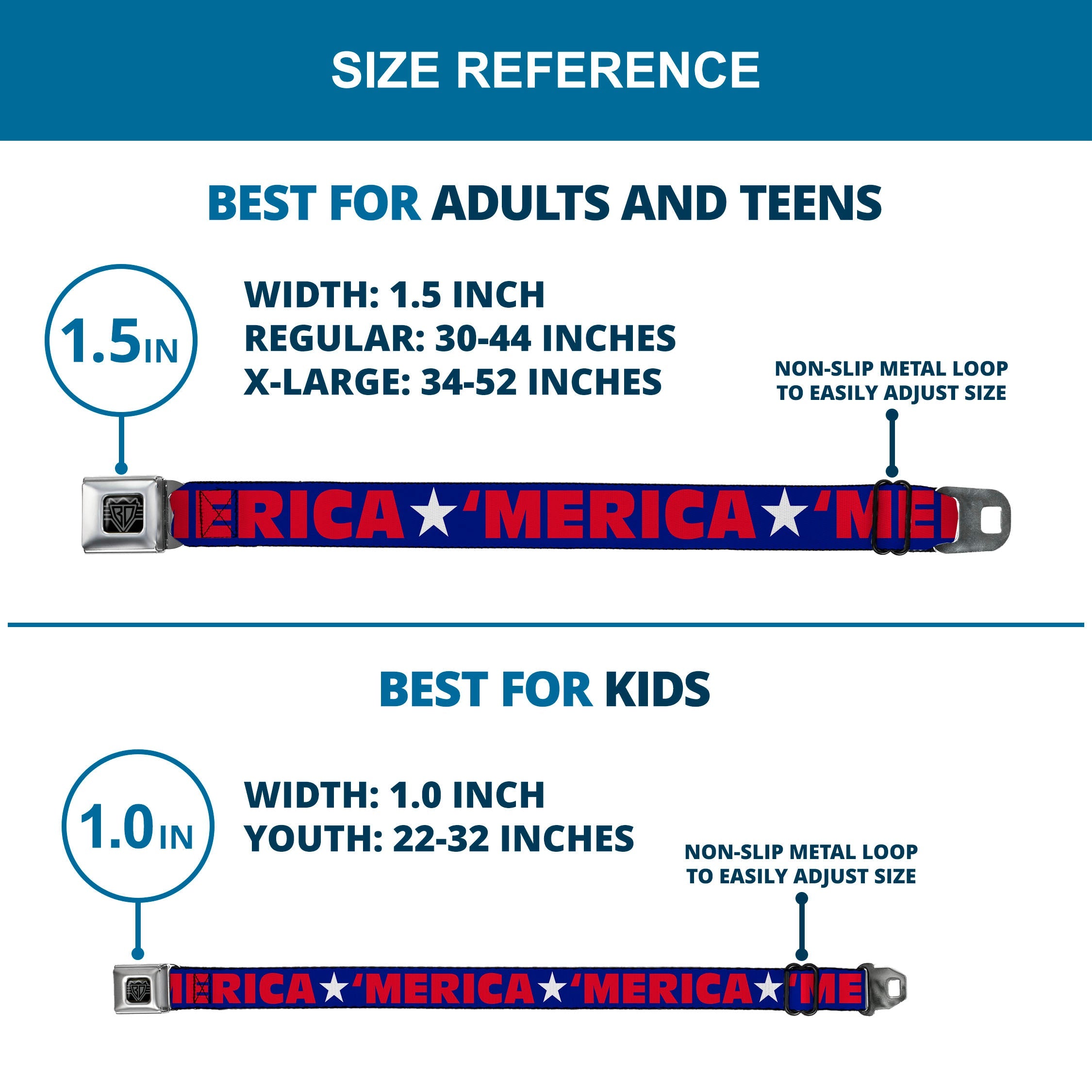 'MERICA Star USA Seatbelt Belt – World Cup 2026 Fan Gear (Blue/Red/White) 8