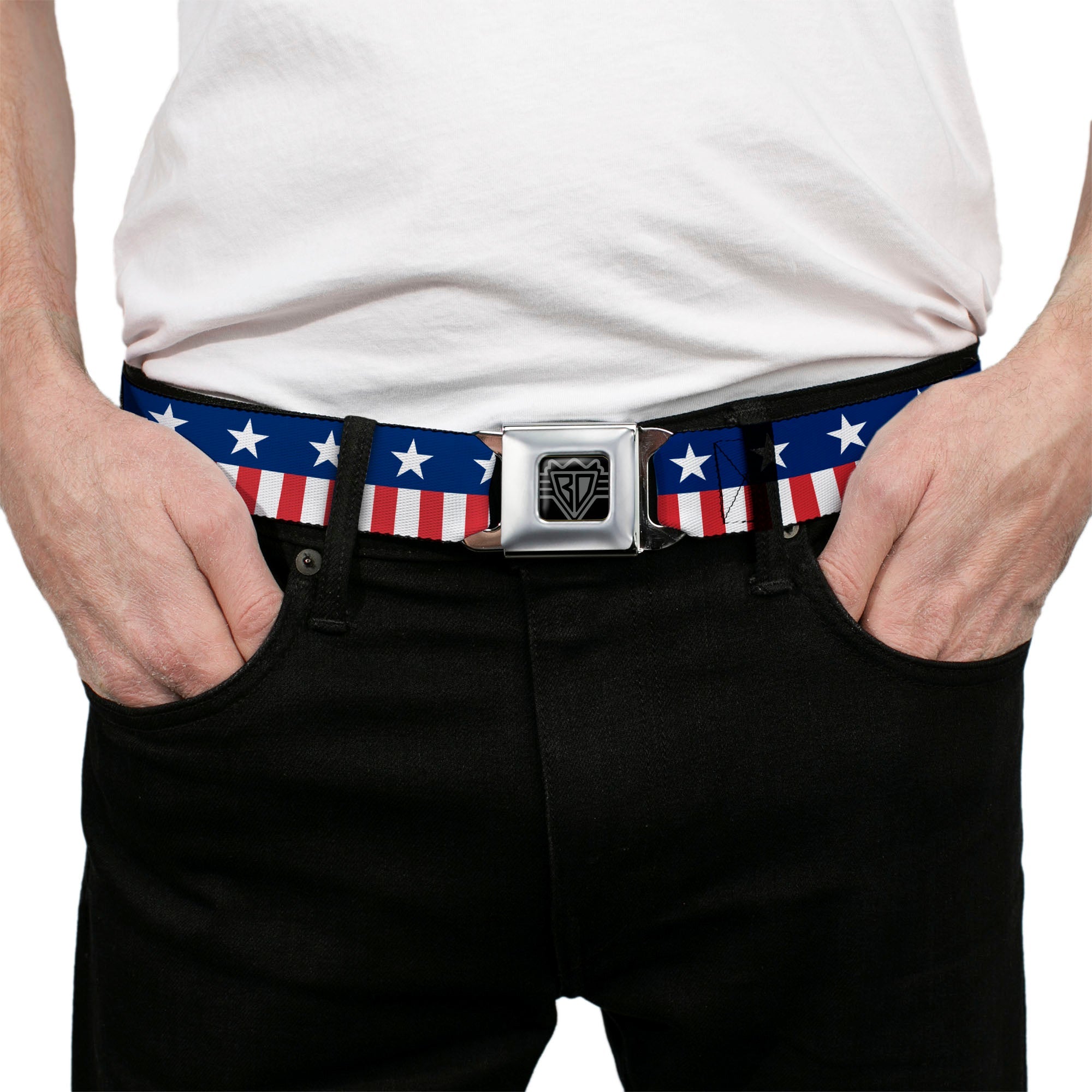 USA Stars & Stripes 2 Seatbelt Belt – World Cup 2026 Edition (Blue/White/Red/White) 3