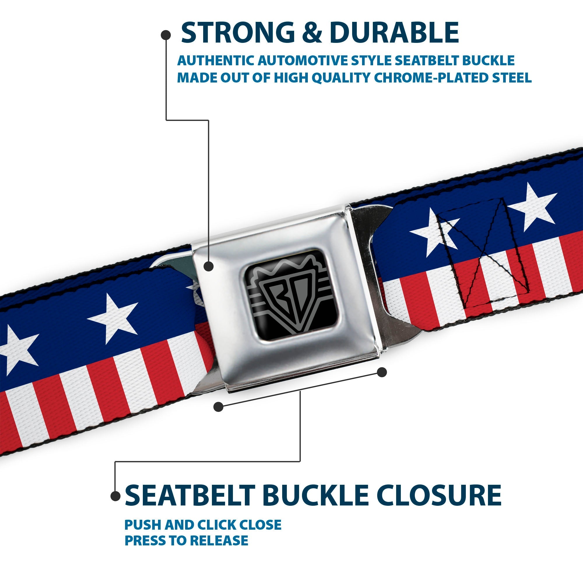 USA Stars & Stripes 2 Seatbelt Belt – World Cup 2026 Edition (Blue/White/Red/White) 7