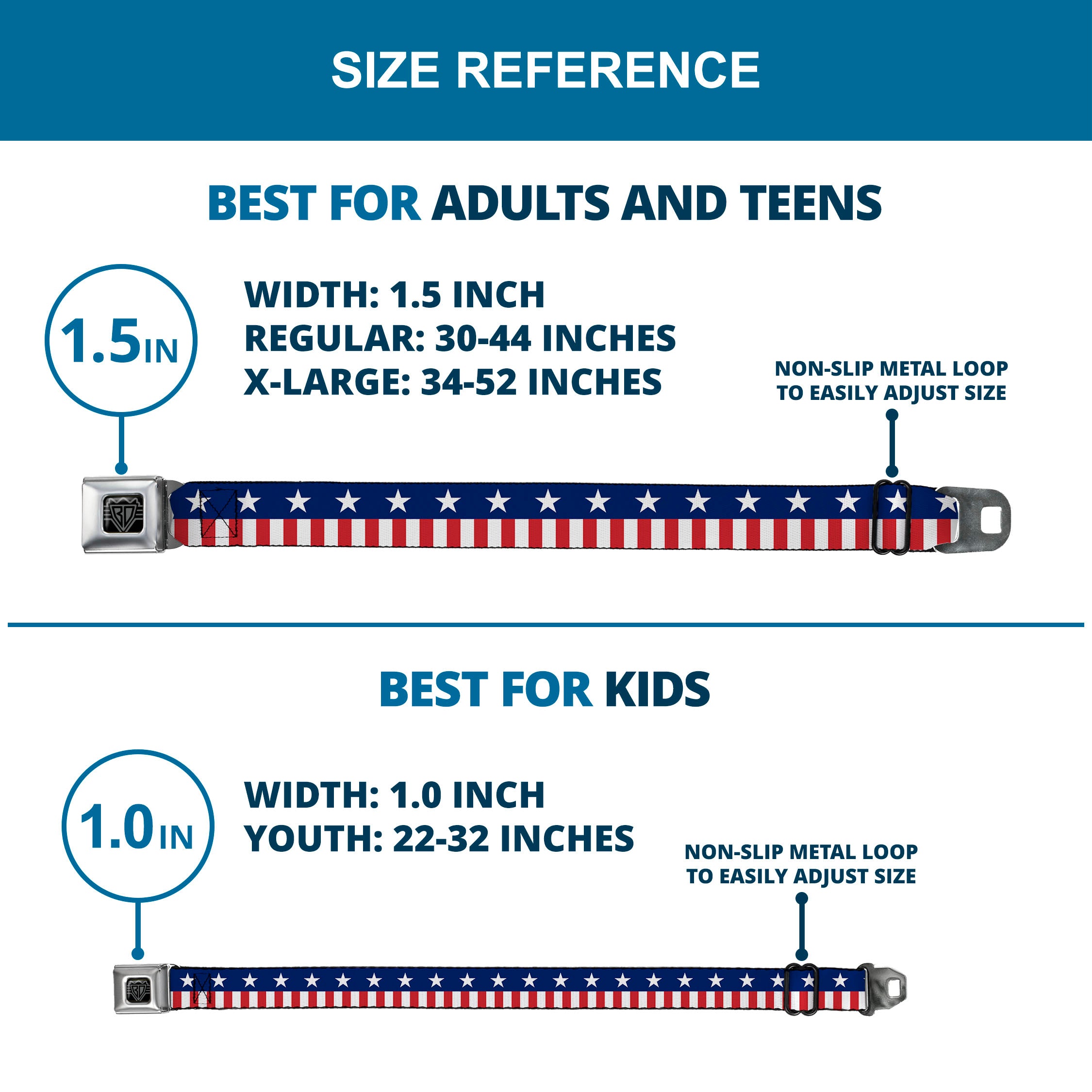 USA Stars & Stripes 2 Seatbelt Belt – World Cup 2026 Edition (Blue/White/Red/White) 8