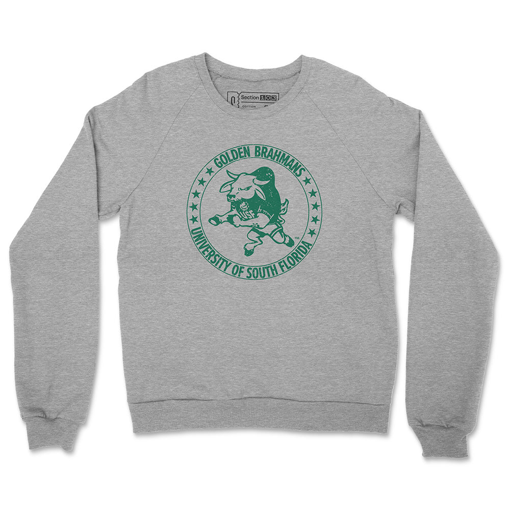 South Florida Vintage Golden Brahmans Logo Crewneck Sweatshirt | Section 103