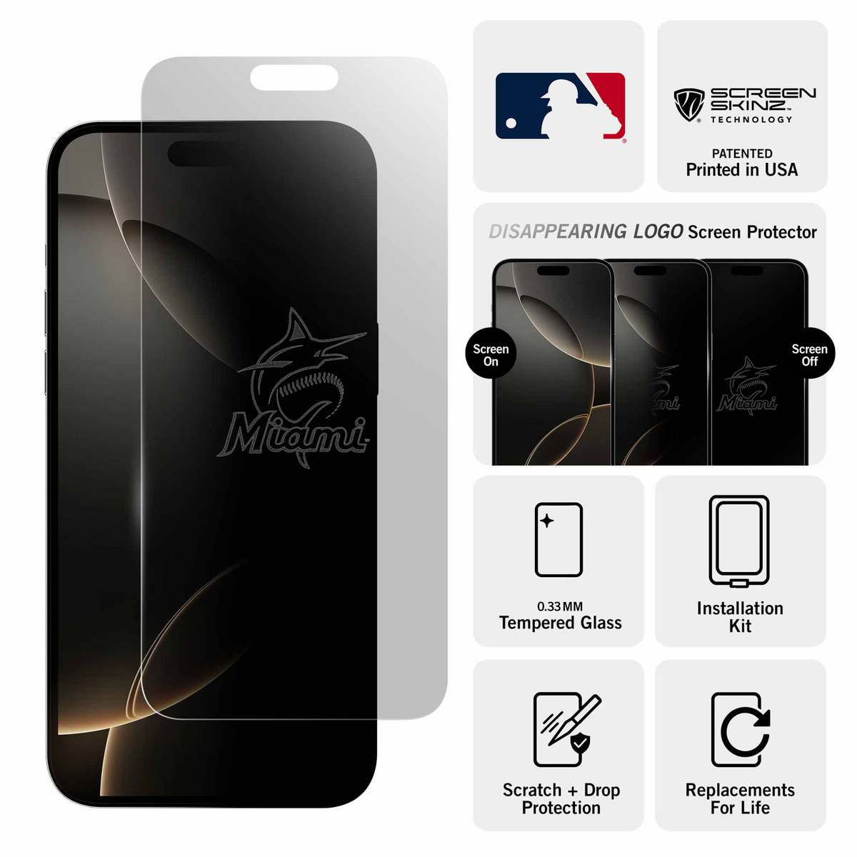 Miami Marlins Clear Screen Protector 3