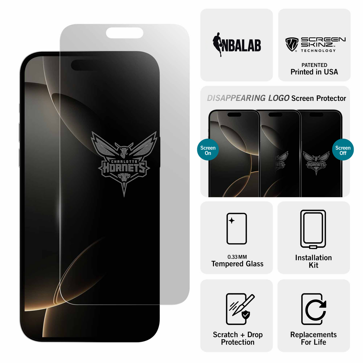 Charlotte Hornets Clear Screen Protector 3