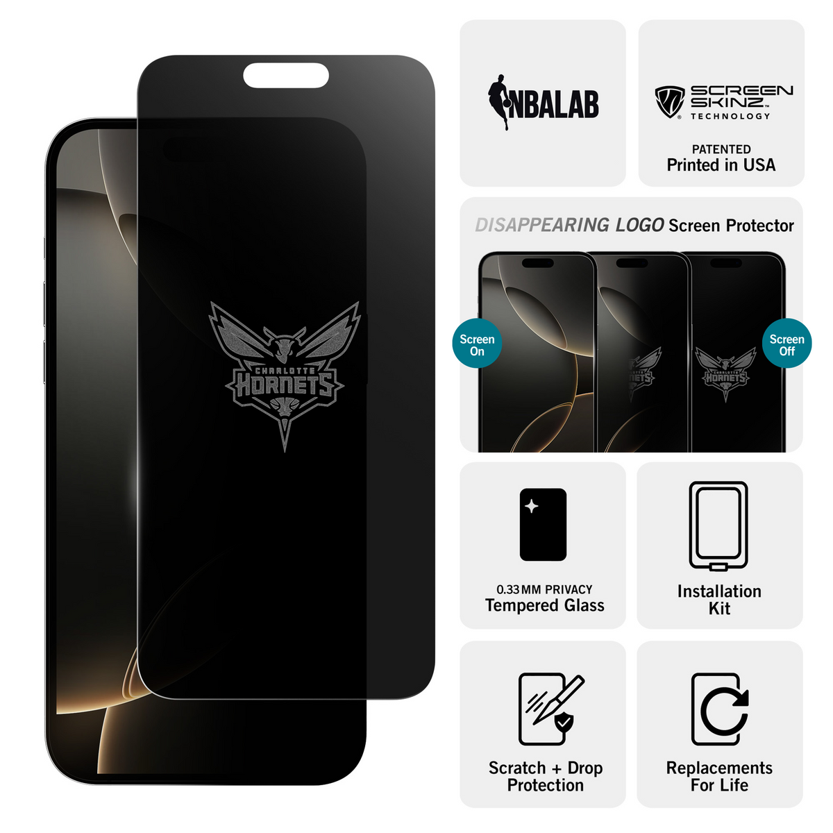 Charlotte Hornets Privacy Screen Protector 3