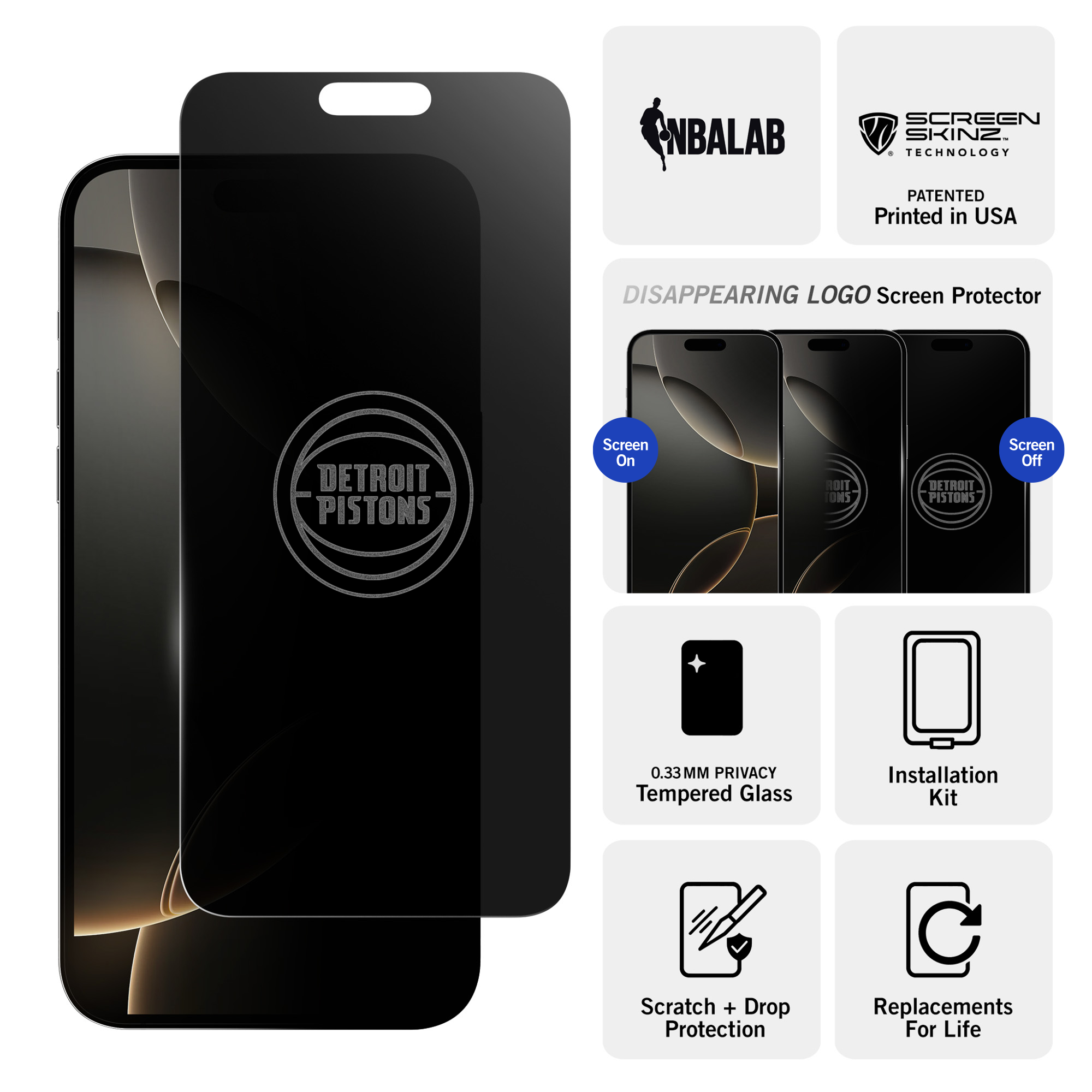 Detroit Pistons Privacy Screen Protector 3
