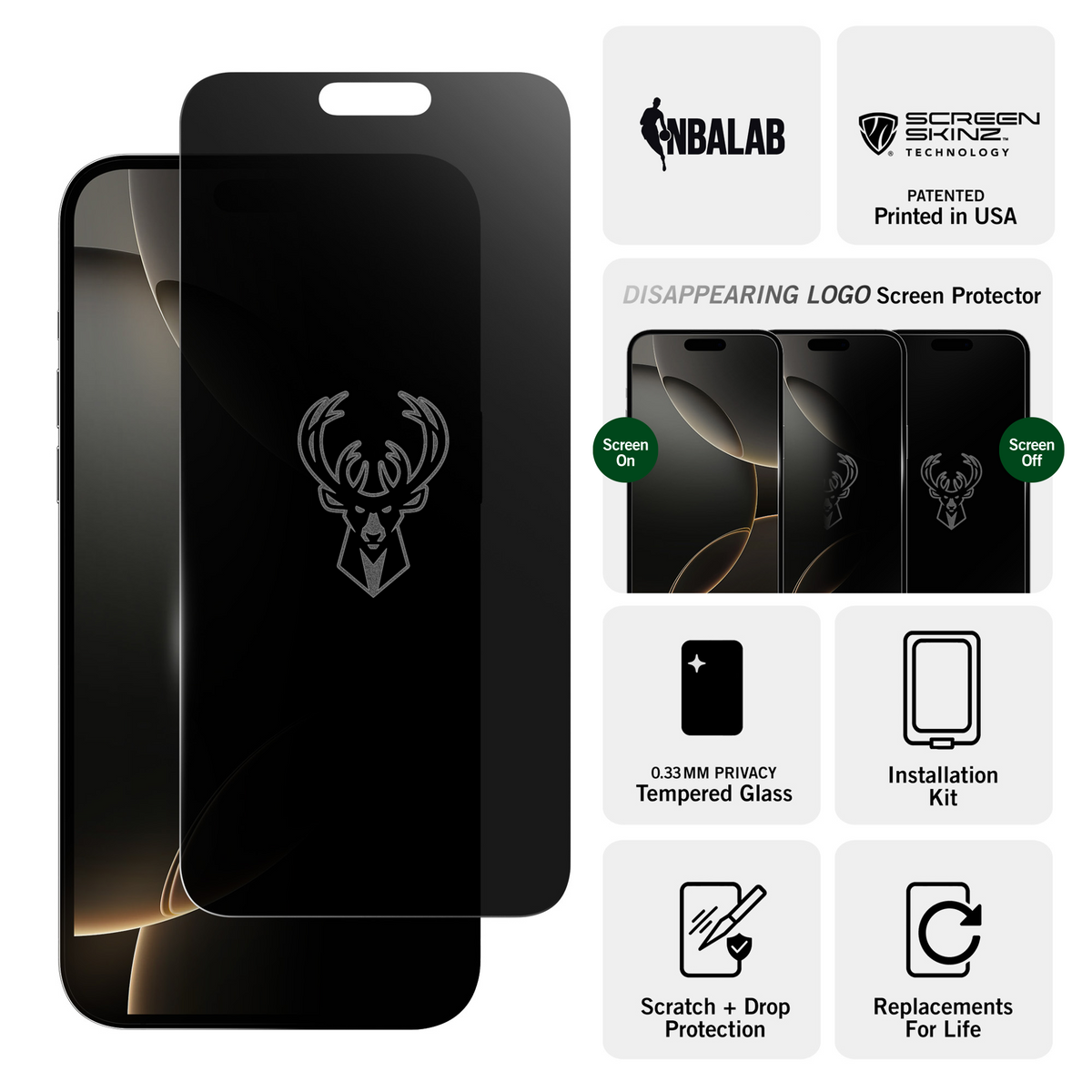 Milwaukee Bucks Privacy Screen Protector 3