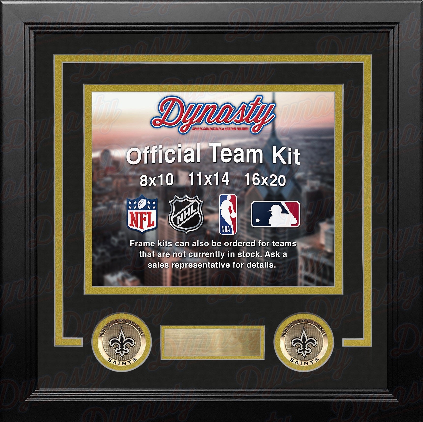 New Orleans Saints Custom NFL Football 16x20 Picture Frame Kit (Multiple Colors) 1
