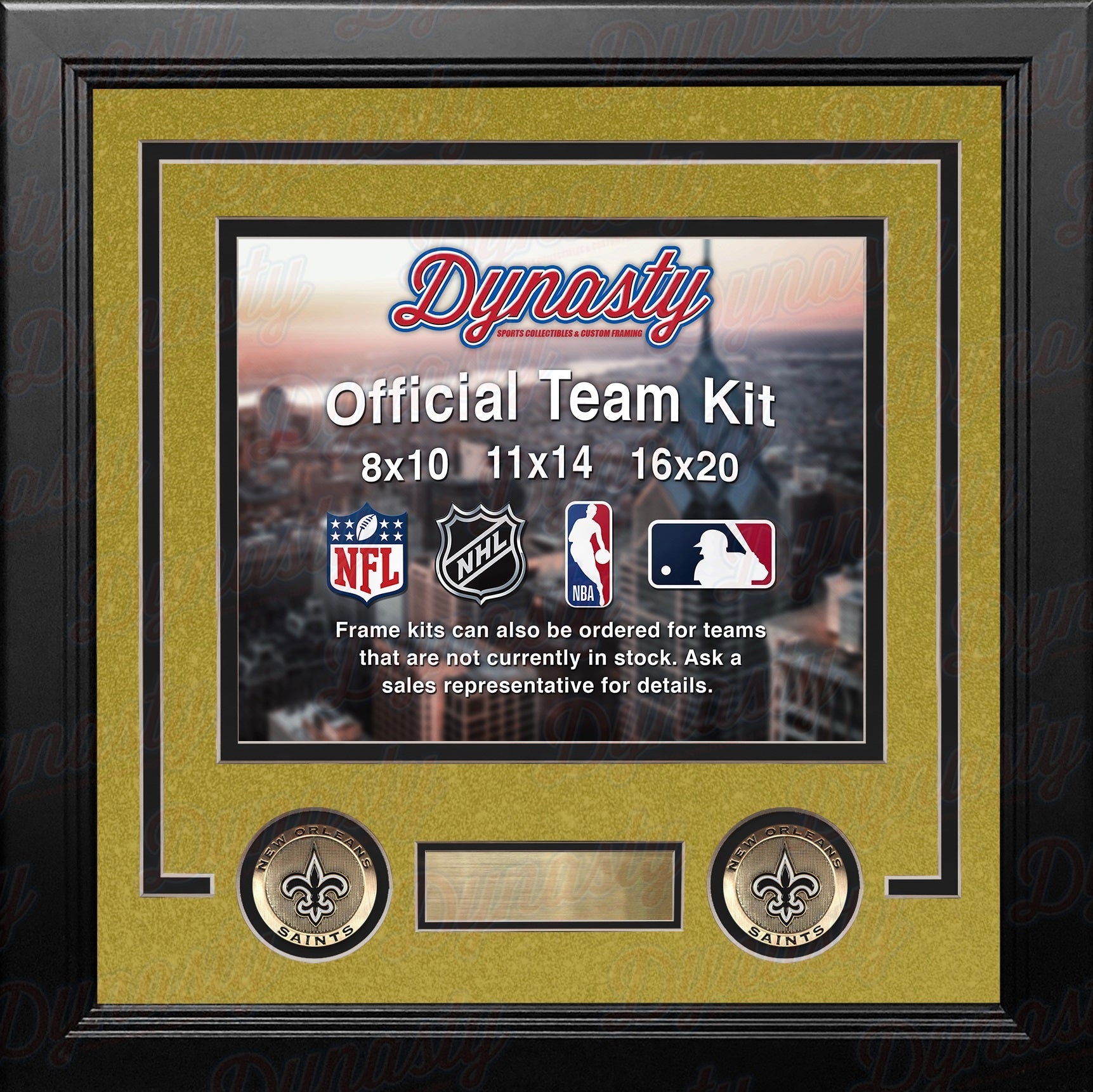 New Orleans Saints Custom NFL Football 16x20 Picture Frame Kit (Multiple Colors) 2