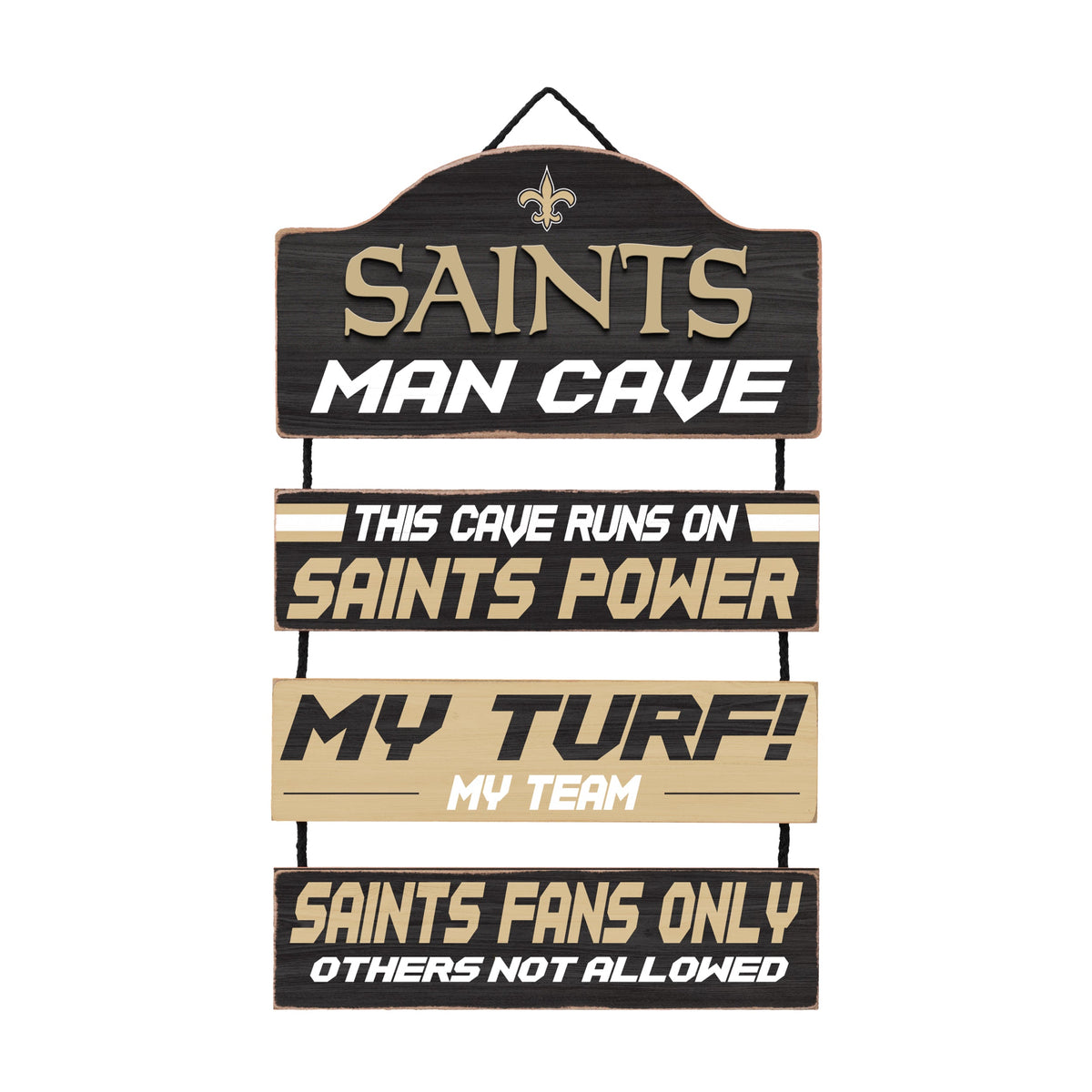New Orleans Saints Wooden Man Cave Dangle Sign 1