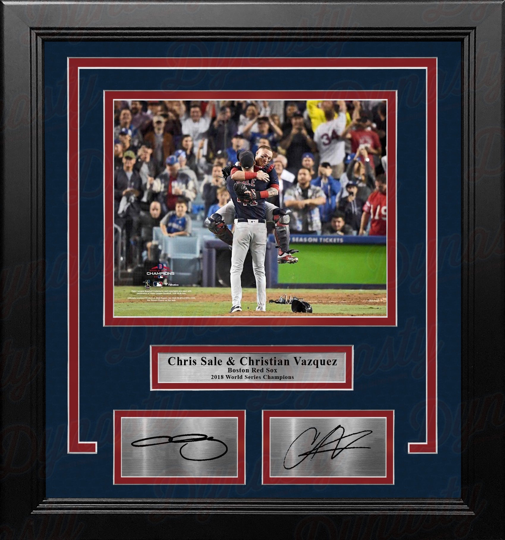 Chris Sale & Christian Vazquez Red Sox 2018 World Series 8x10 Framed Photo with Engraved Autographs 1