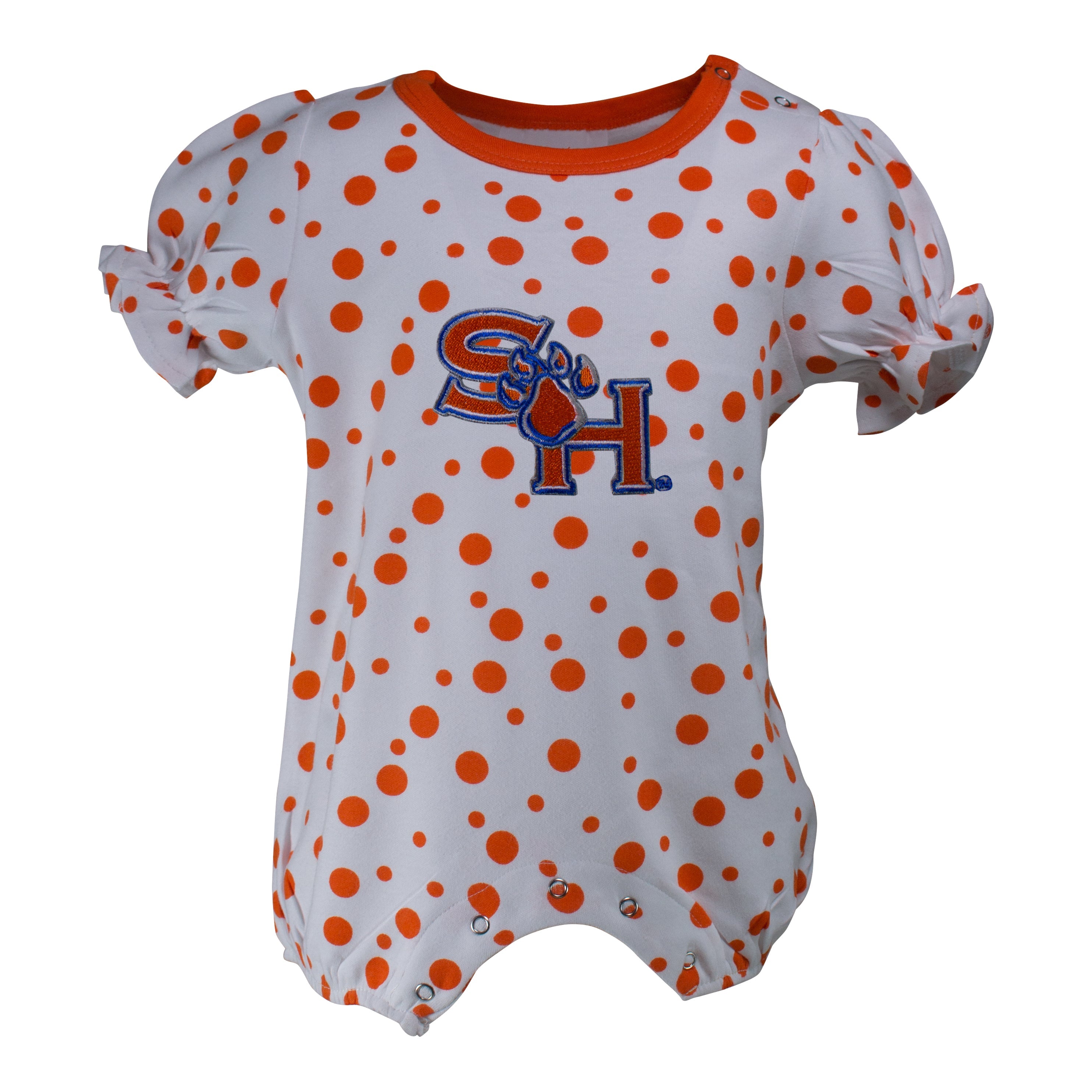 Sam Houston Polka Dot Girl's Romper | Two Feet Ahead