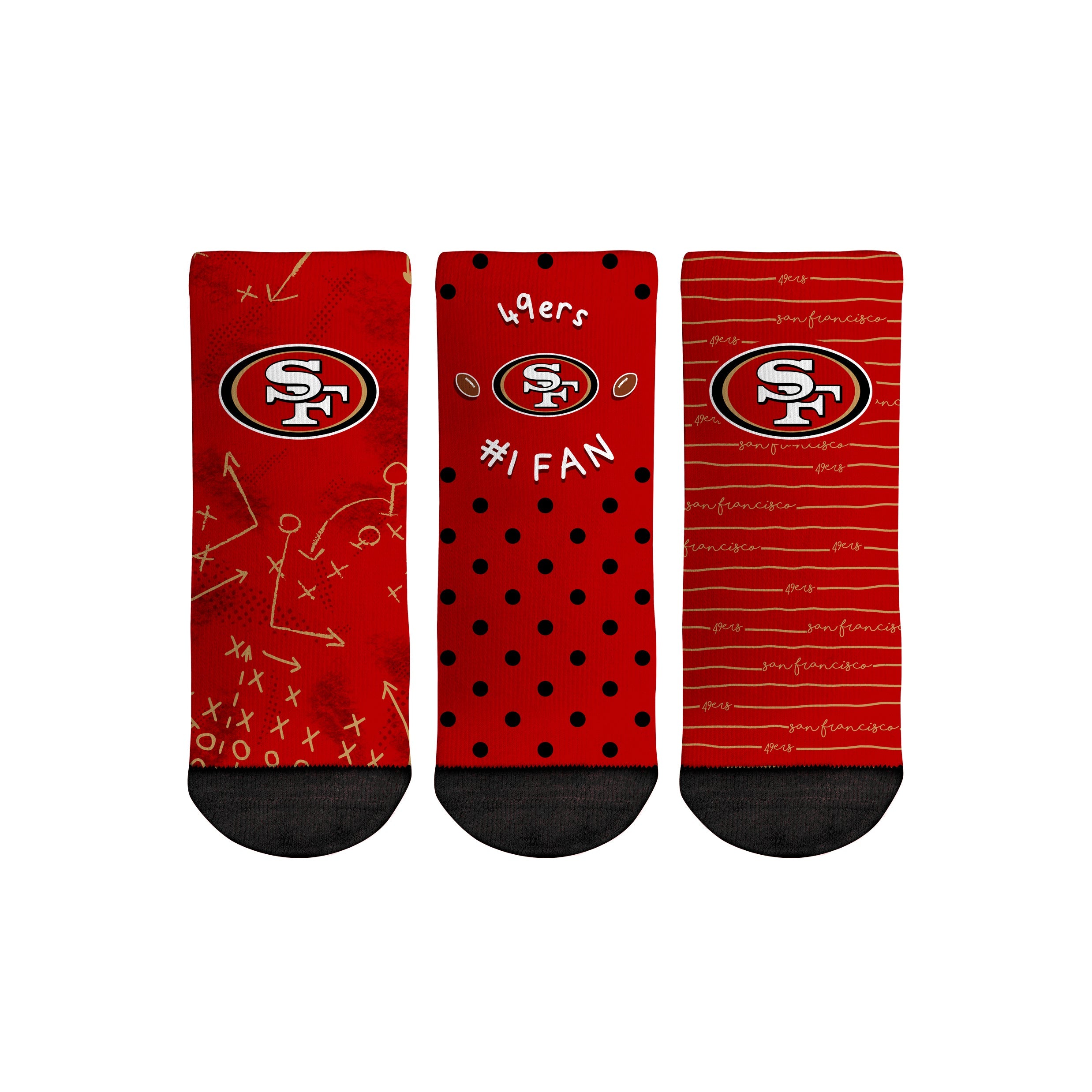 San Francisco 49ers - Number 1 Fan 3-Pack (Toddler) | Rock 'Em Socks