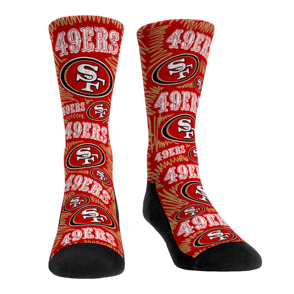 San Francisco 49ers - Logo Sketch (Red) | Rock 'Em Socks