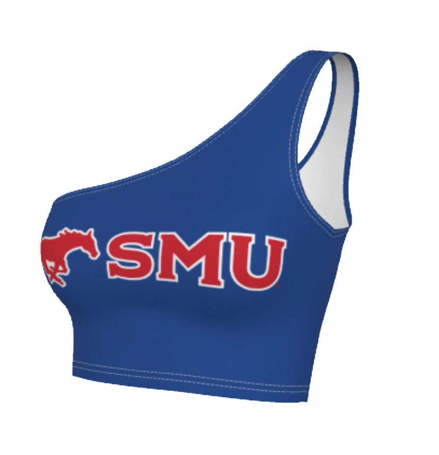SMU Mustangs Blue One Shoulder Top | lojobands 4