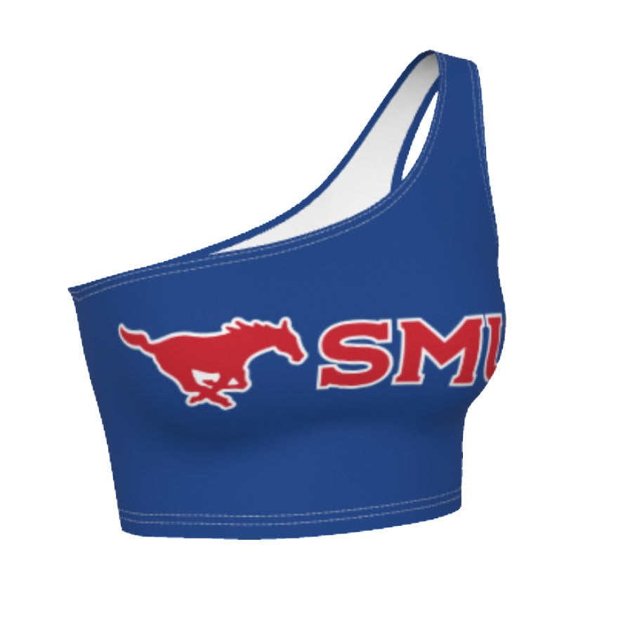SMU Mustangs Blue One Shoulder Top | lojobands 3