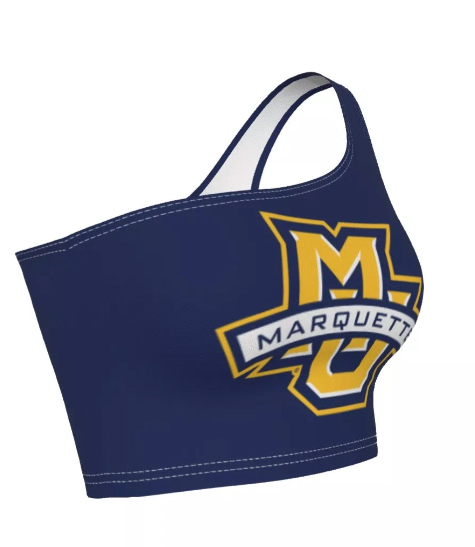 Marquette Navy One Shoulder Top | lojobands 3