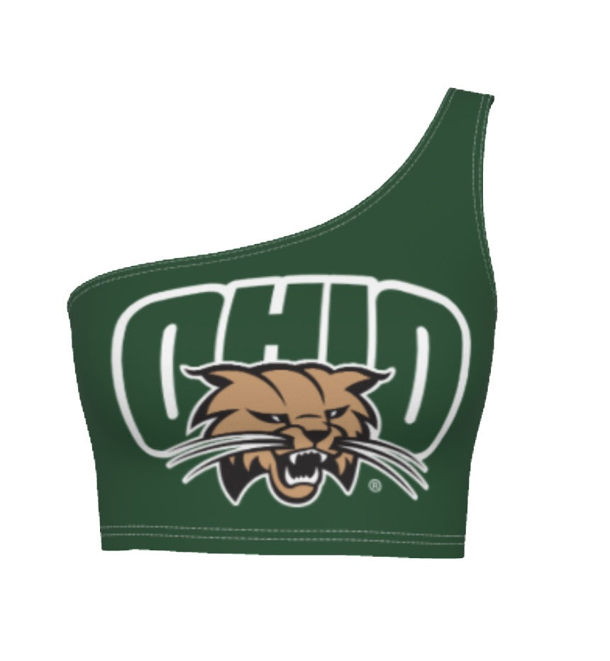 Ohio Bobcats Green One Shoulder Top | lojobands