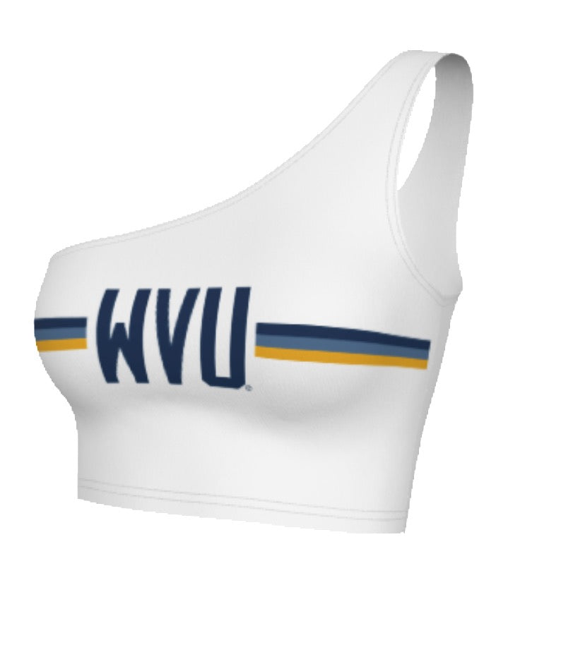 West Virginia Mountaineers White One Shoulder Top | lojobands 3