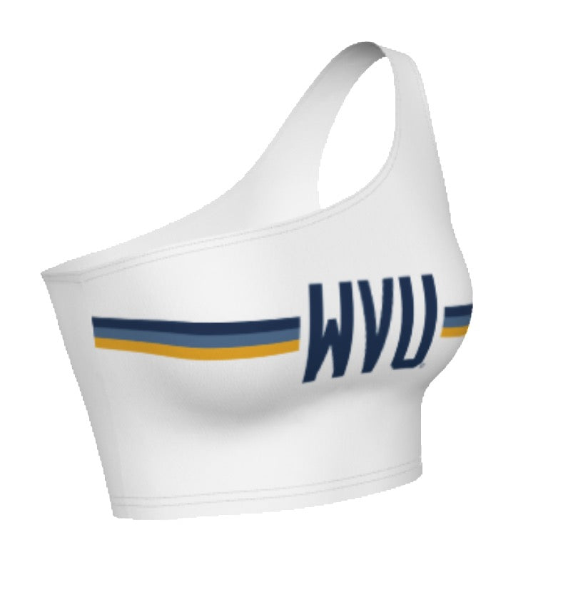 West Virginia Mountaineers White One Shoulder Top | lojobands 4