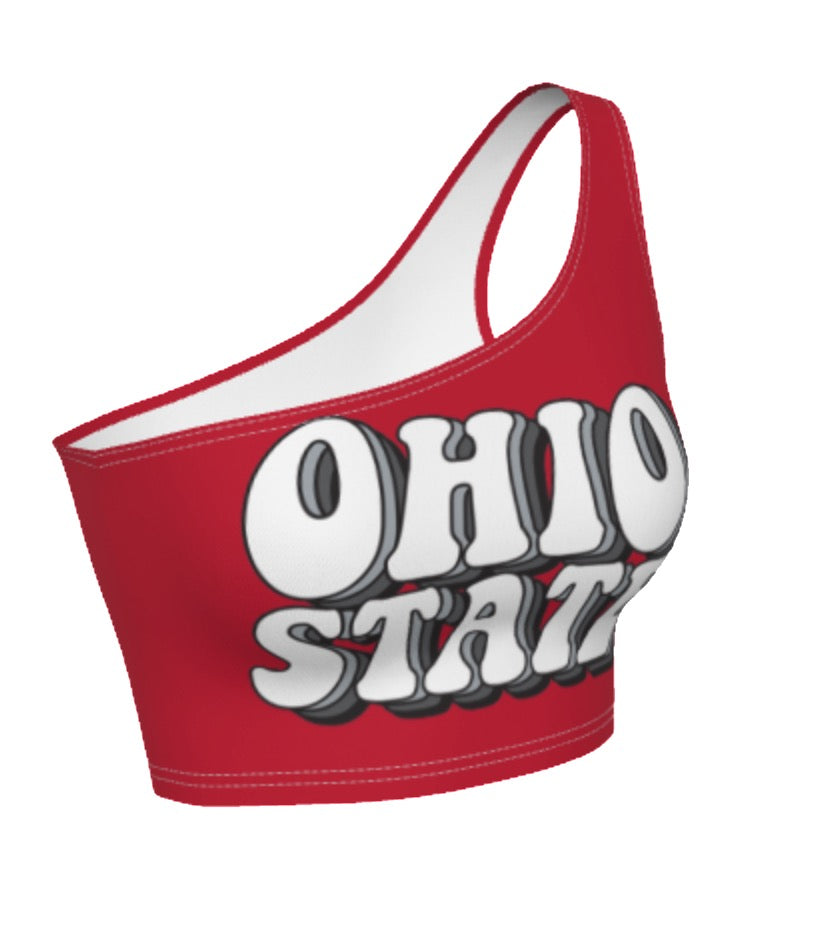 Ohio State OSU Buckeyes Retro Red Shoulder Top 3