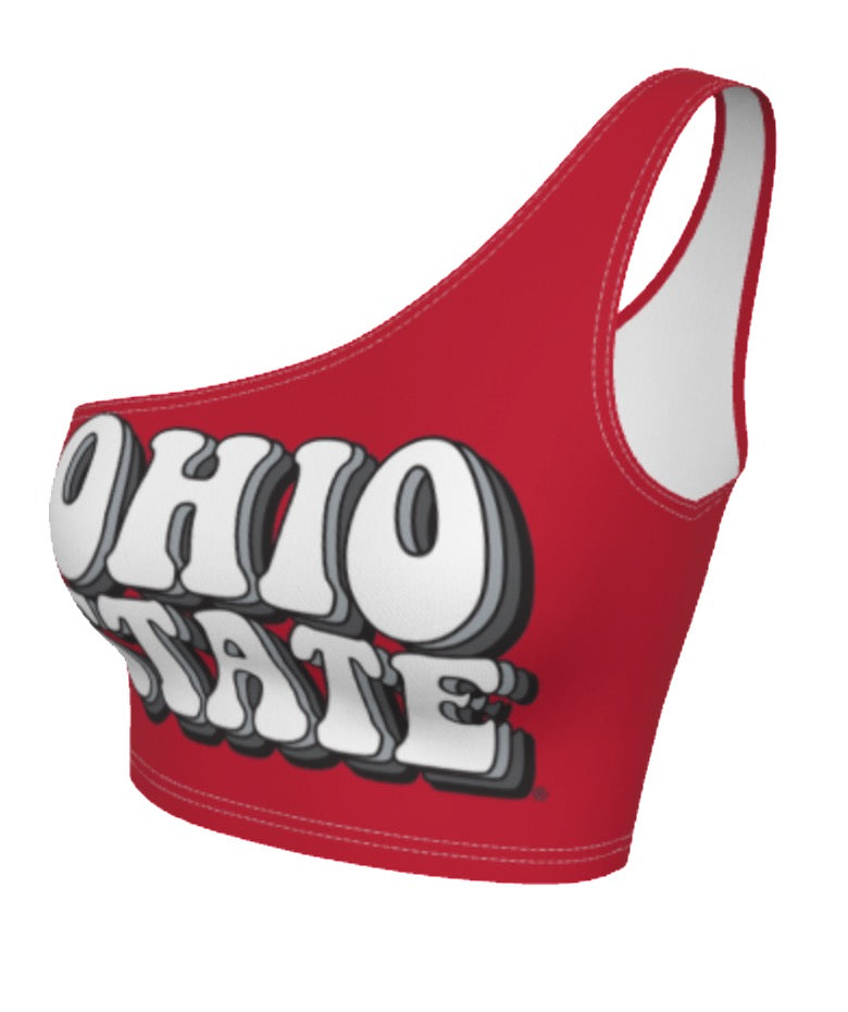 Ohio State OSU Buckeyes Retro Red Shoulder Top 4