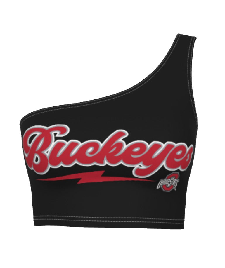 Ohio State OSU Buckeyes Lightning Black Shoulder Top 3