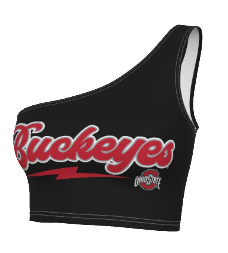Ohio State OSU Buckeyes Lightning Black Shoulder Top 4