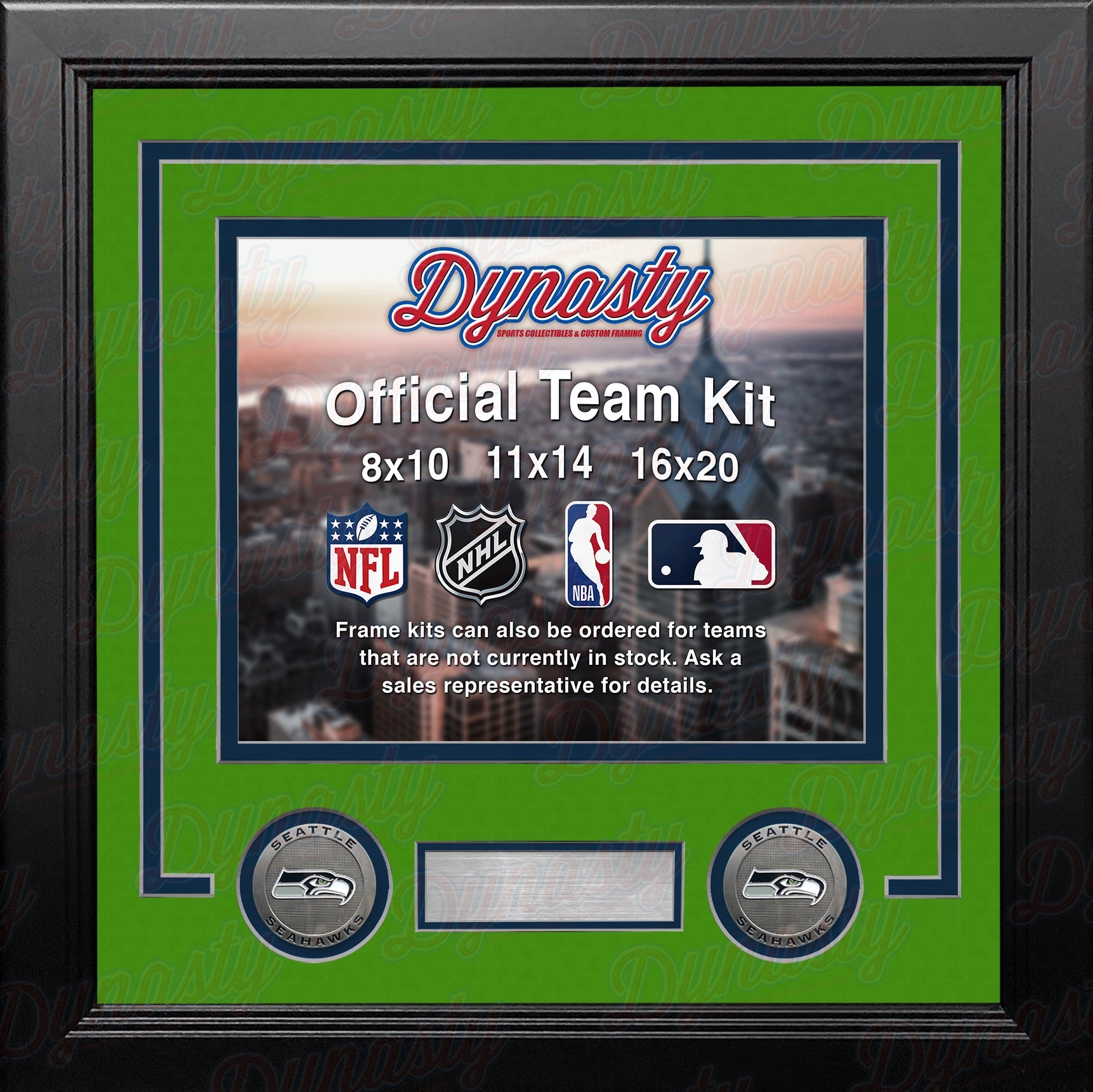 Seattle Seahawks Lime Green Custom NFL Football 8x10 Picture Frame Kit 1