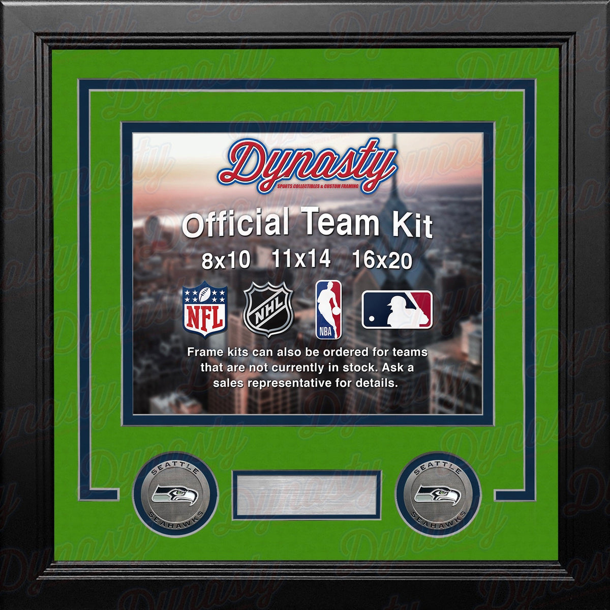 Seattle Seahawks Lime Green Custom NFL Football 16x20 Picture Frame Kit