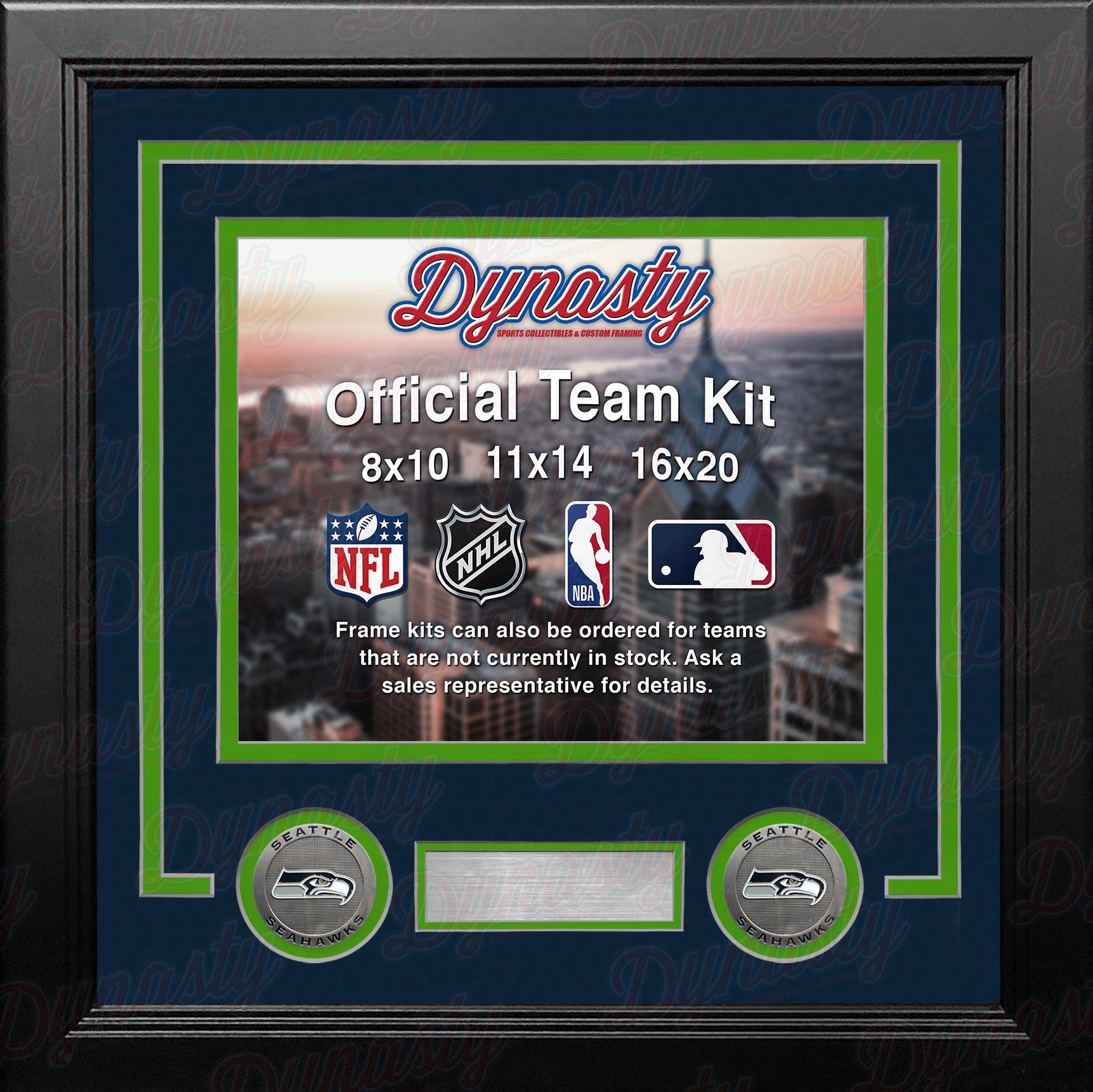 Seattle Seahawks Custom NFL Football 11x14 Picture Frame Kit (Multiple Colors) 1