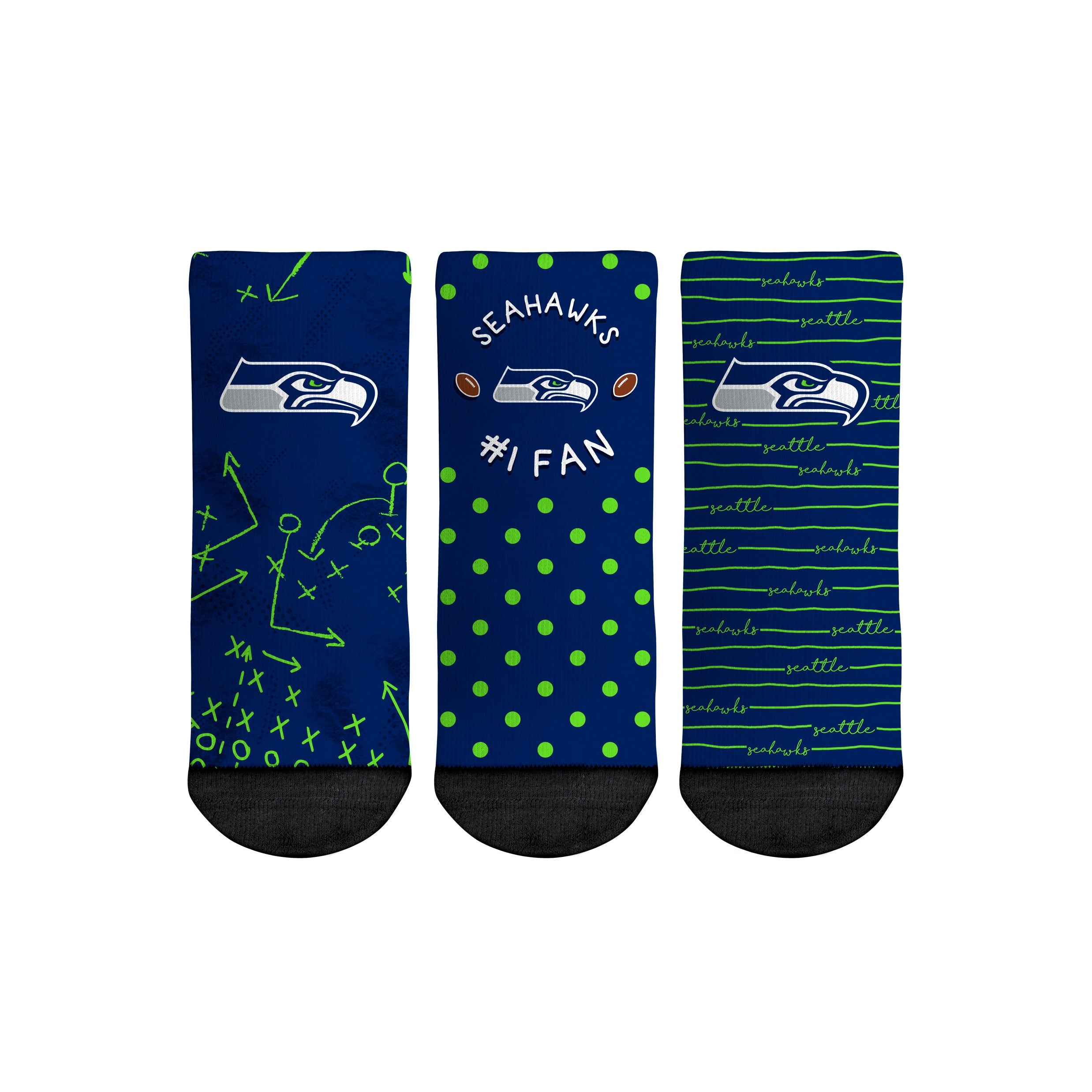 Seattle Seahawks - Number 1 Fan 3-Pack (Toddler) | Rock 'Em Socks 1