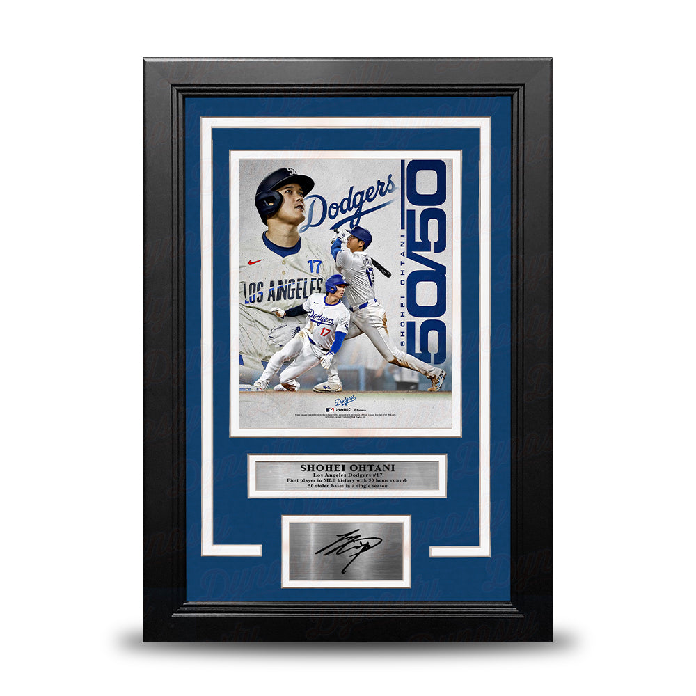 Shohei Ohtani 50-50 Season Record Los Angeles Dodgers 8" x 10" Framed Photo with Engraved Autograph 1