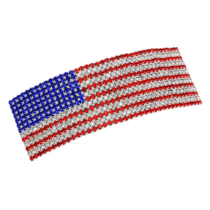 American flag crystal hair barrette