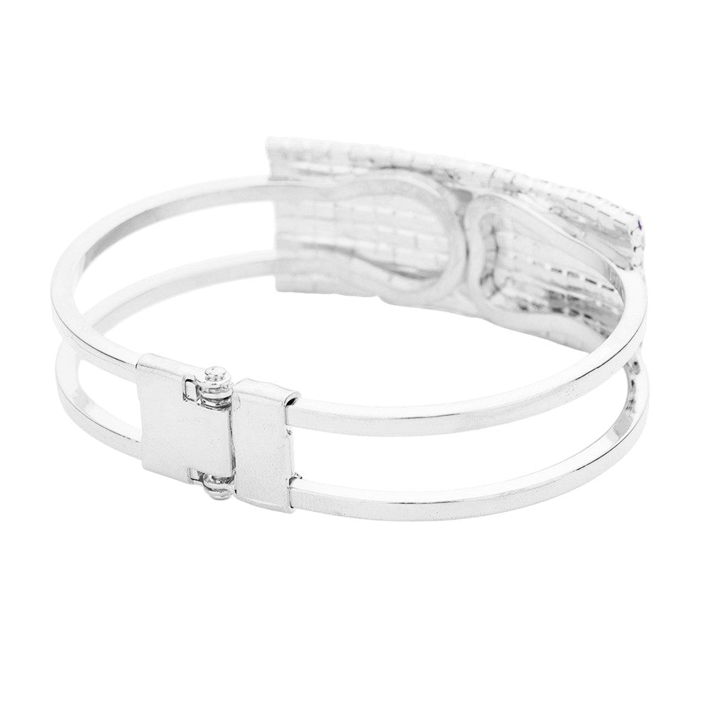Crystal Pave American Flag Hinged Bracelet 2