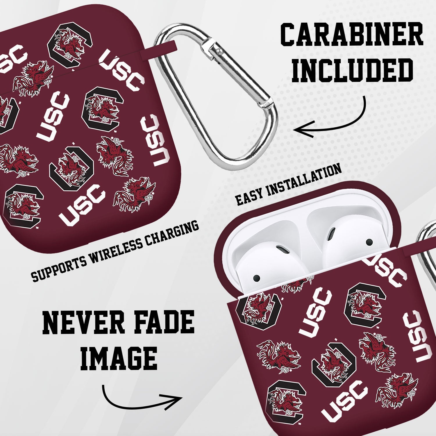 South Carolina Gamecocks HD Apple AirPods Gen 1 & 2 Case Cover 8