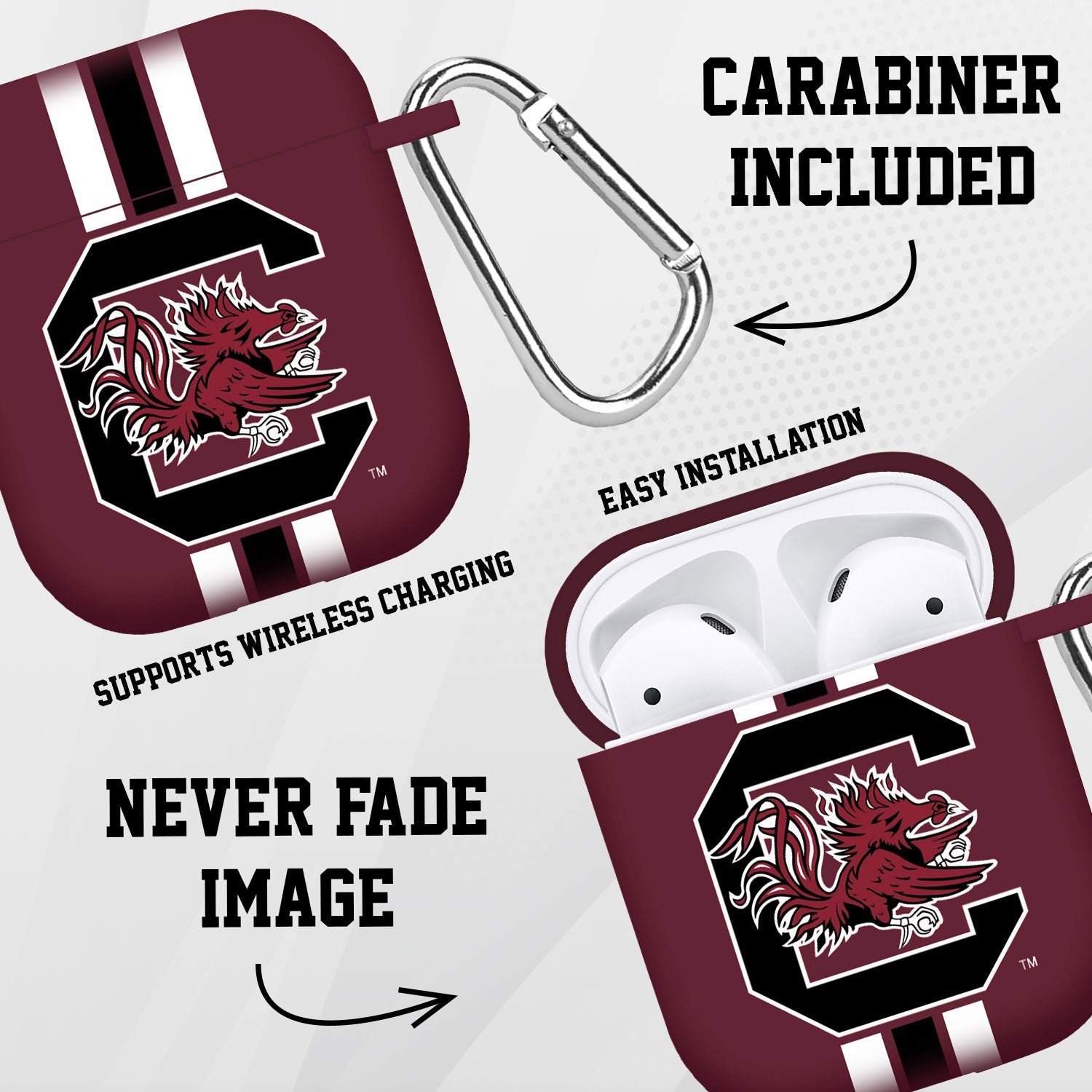 South Carolina Gamecocks HD Apple AirPods Gen 1 & 2 Case Cover 2