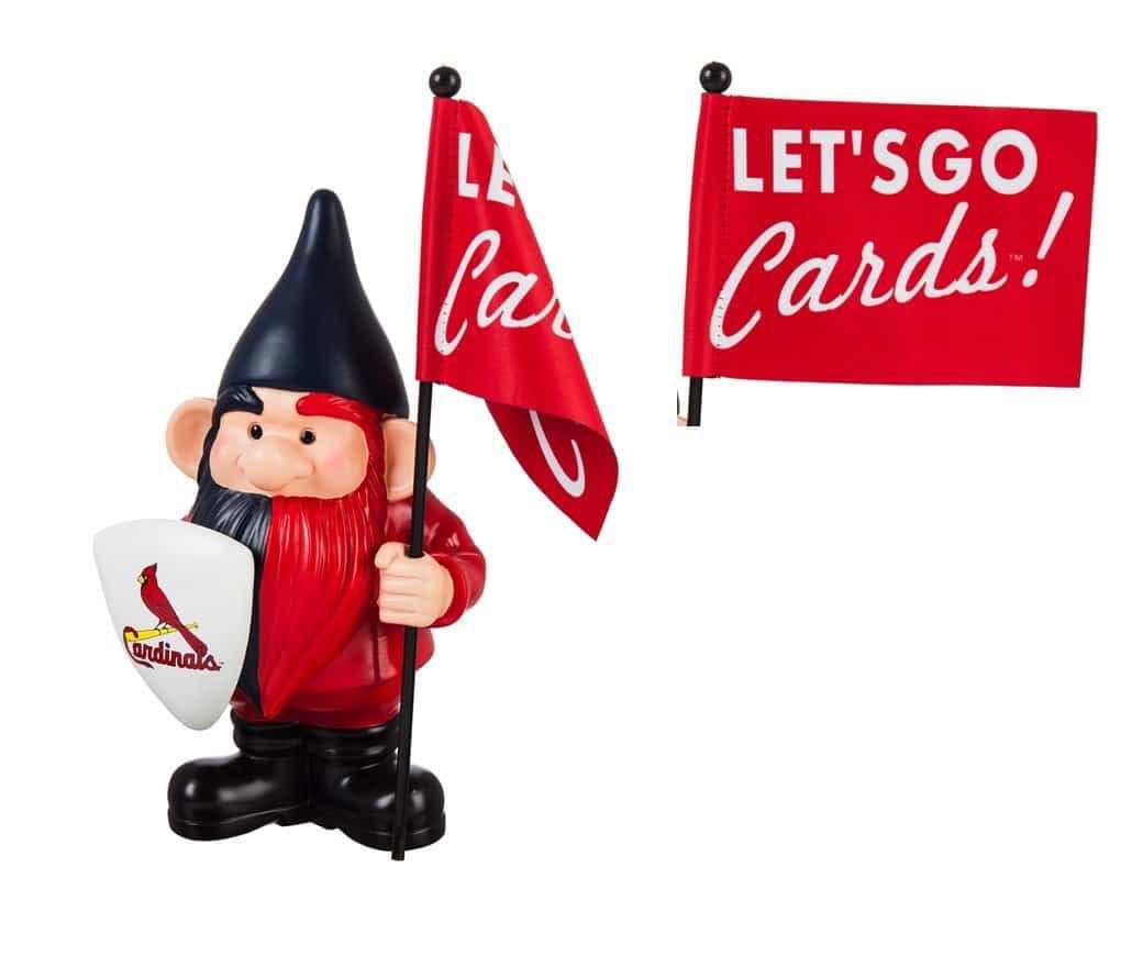 St Louis Cardinals Gnome with Flag Let's Go Cards