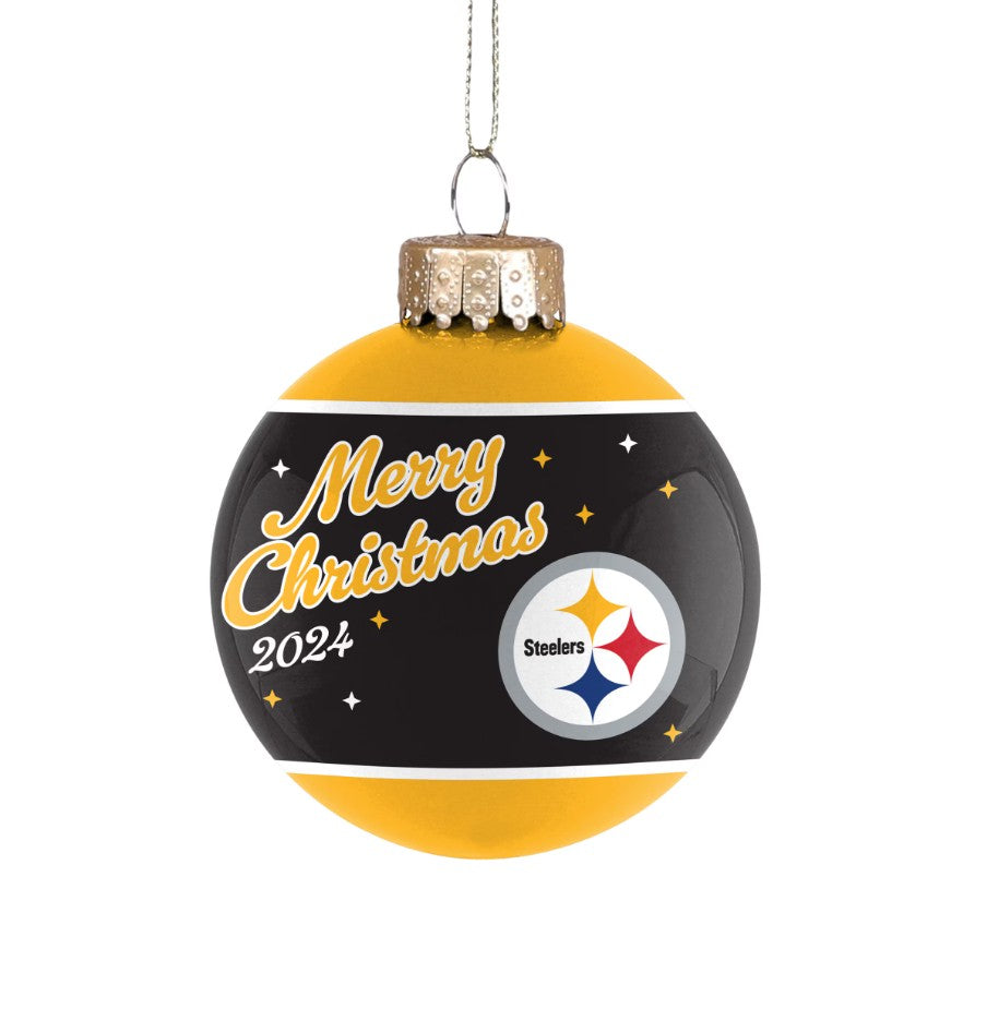 Pittsburgh Steelers 2024 Holiday Glass Ball Ornament 1